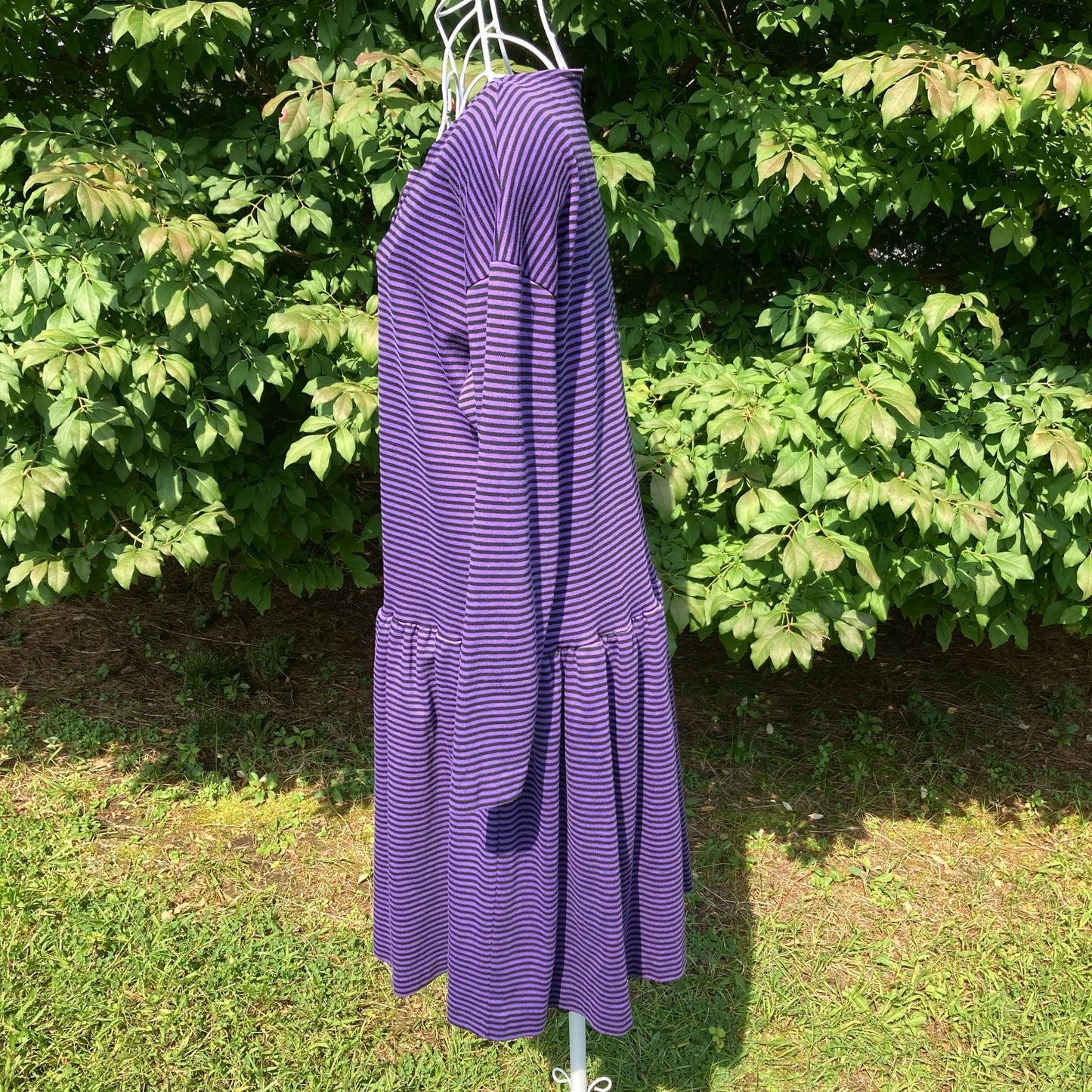 vintage striped dress 1990s |S-M| Flaws stripe purple black Pandemonium cotton