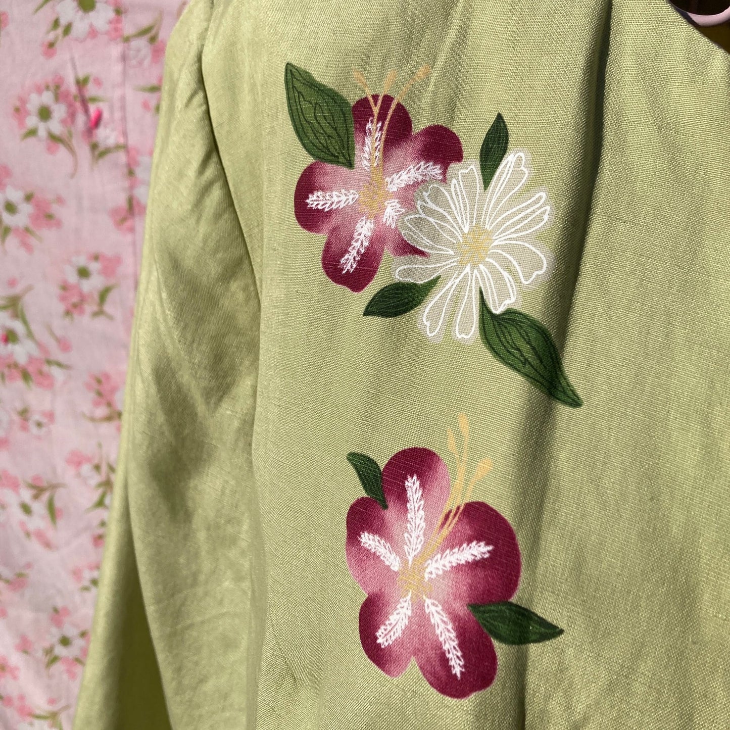 vintage y2k jacket blazer celery green | L - XL | floral collared Villager Liz Claiborne