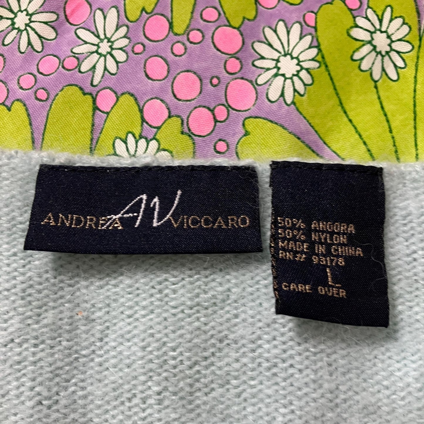 Vintage 90s y2k sweater Angora light blue pearl | S M | 1990s Andrea Viccaro