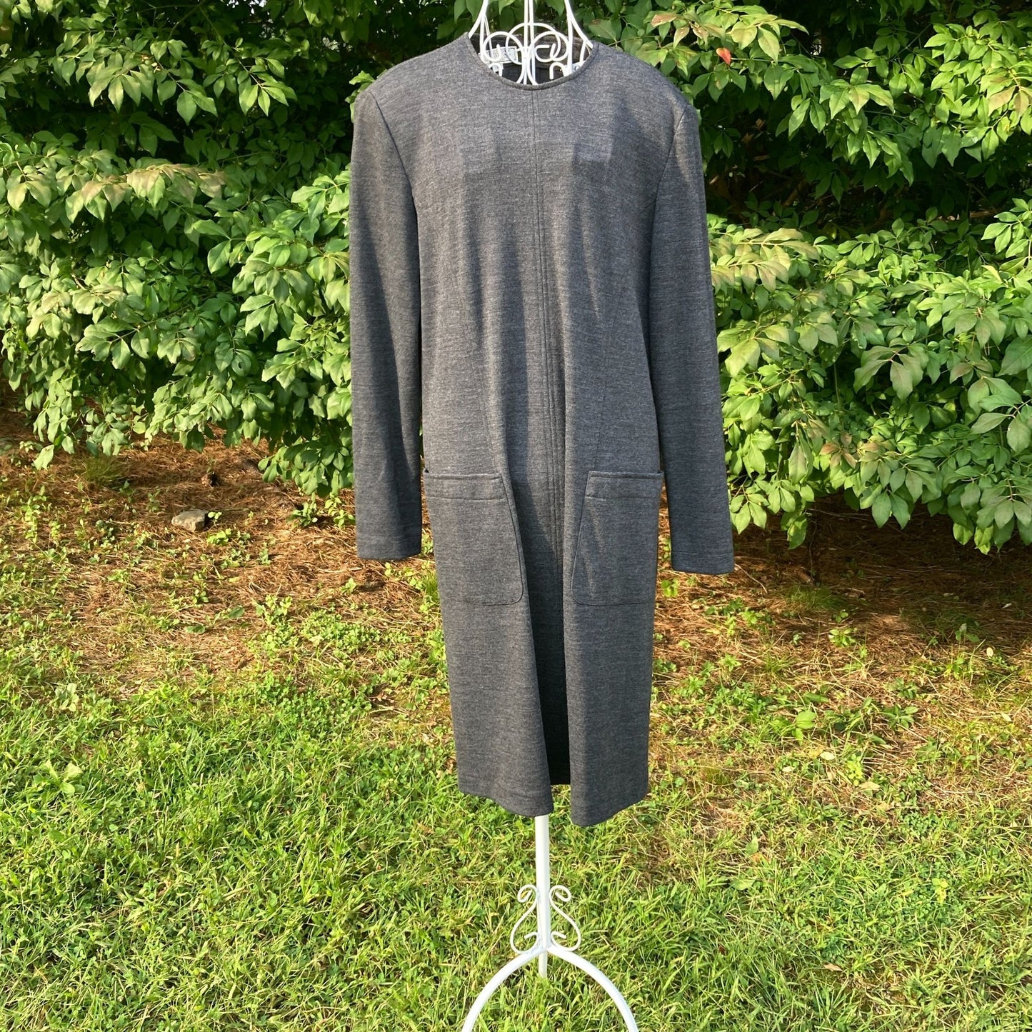 vintage jumper dress 90s wool | S-M | grey minimal academic 1990s Bergdorf Goodman Chetta B academia
