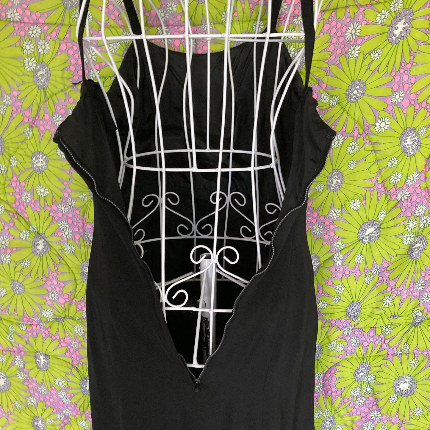 Vintage 40s 50s black dress S-M Lord and Taylor tank trumpet silhouette