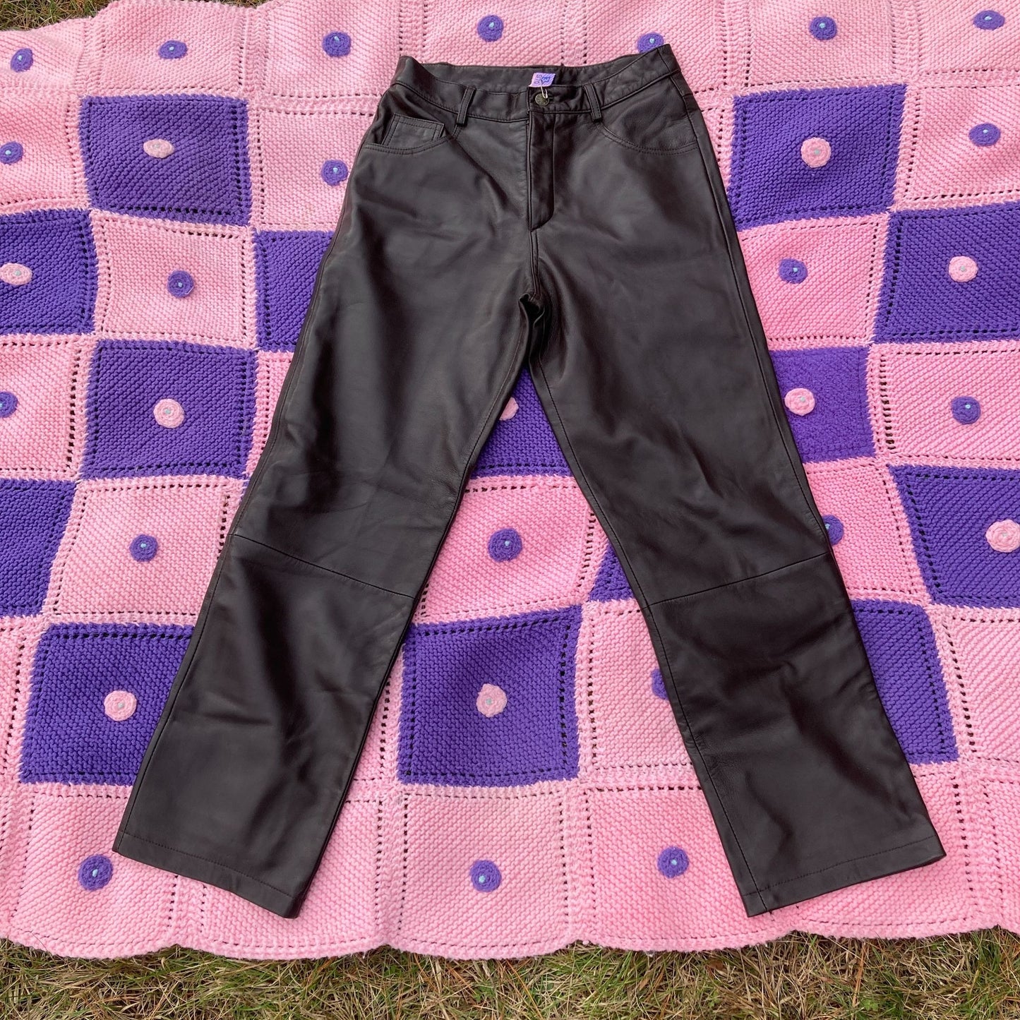 vintage y2k leather pants dark brown Studio West trousers pants 2000s straight leg 28 - 29 in waist