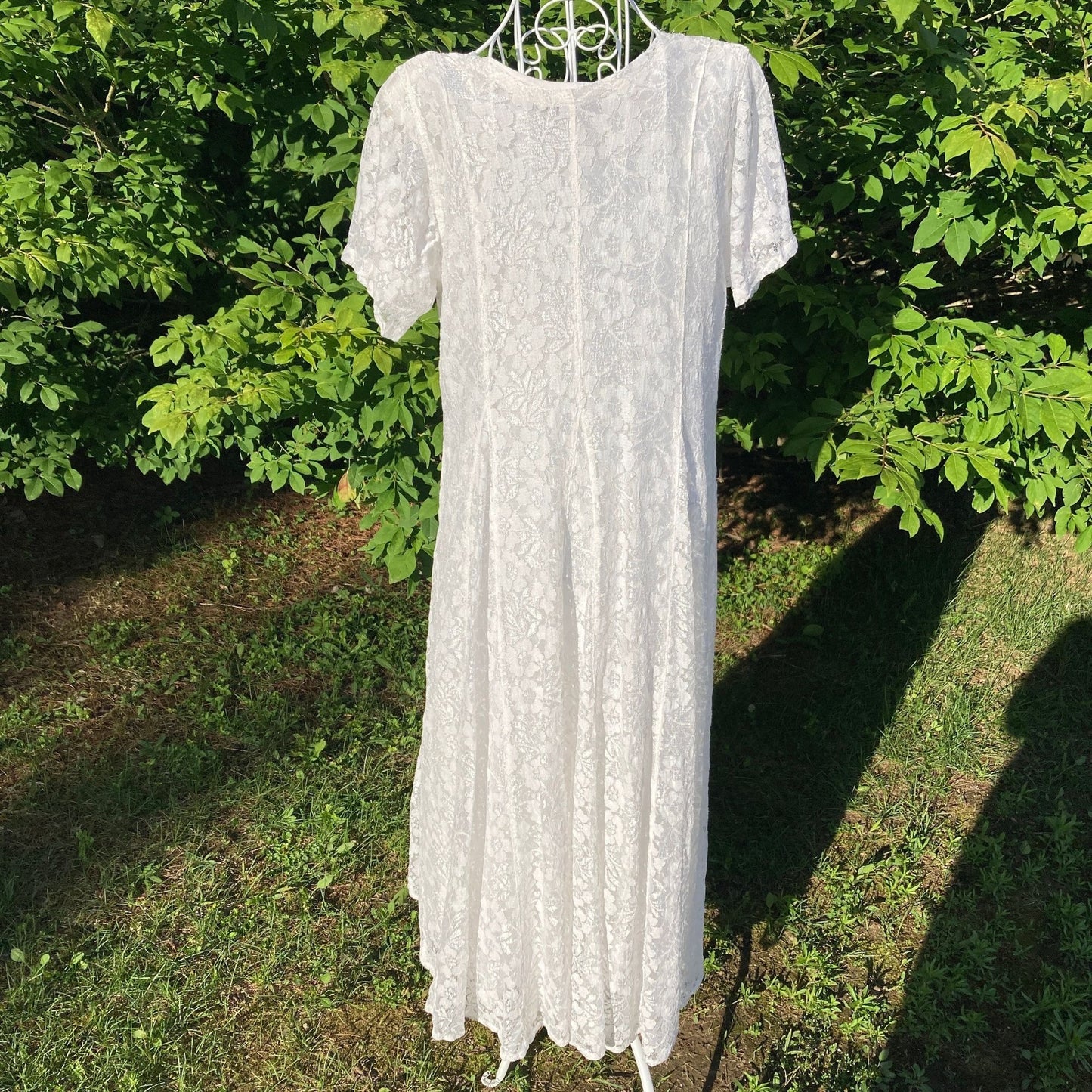 vintage White lace 80s 90s dress | S-M | see through overlay Nostalgia