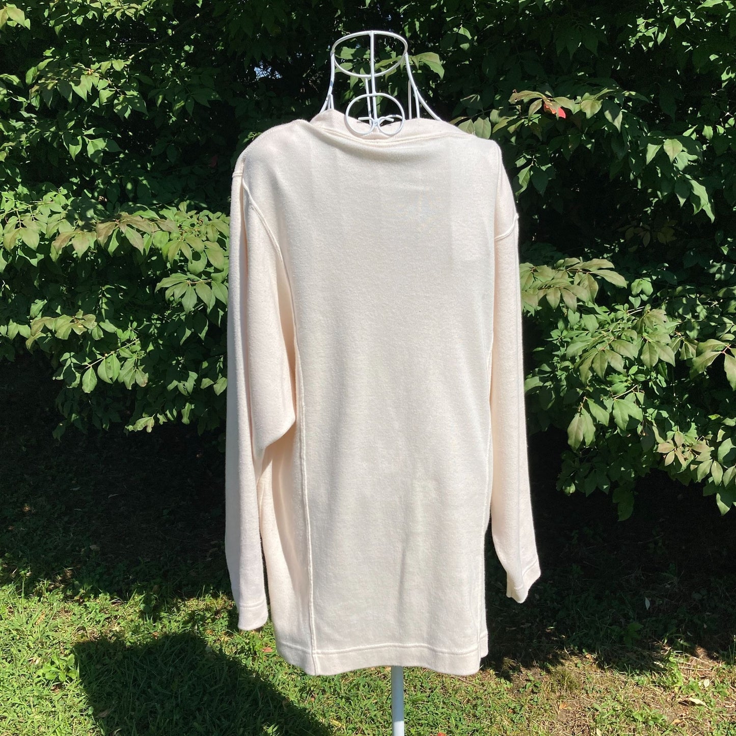 Vintage grandma cardigan sweater long |S-M | 90s white oat cotton cottage minimal INTRO Fenn Wright and Mason
