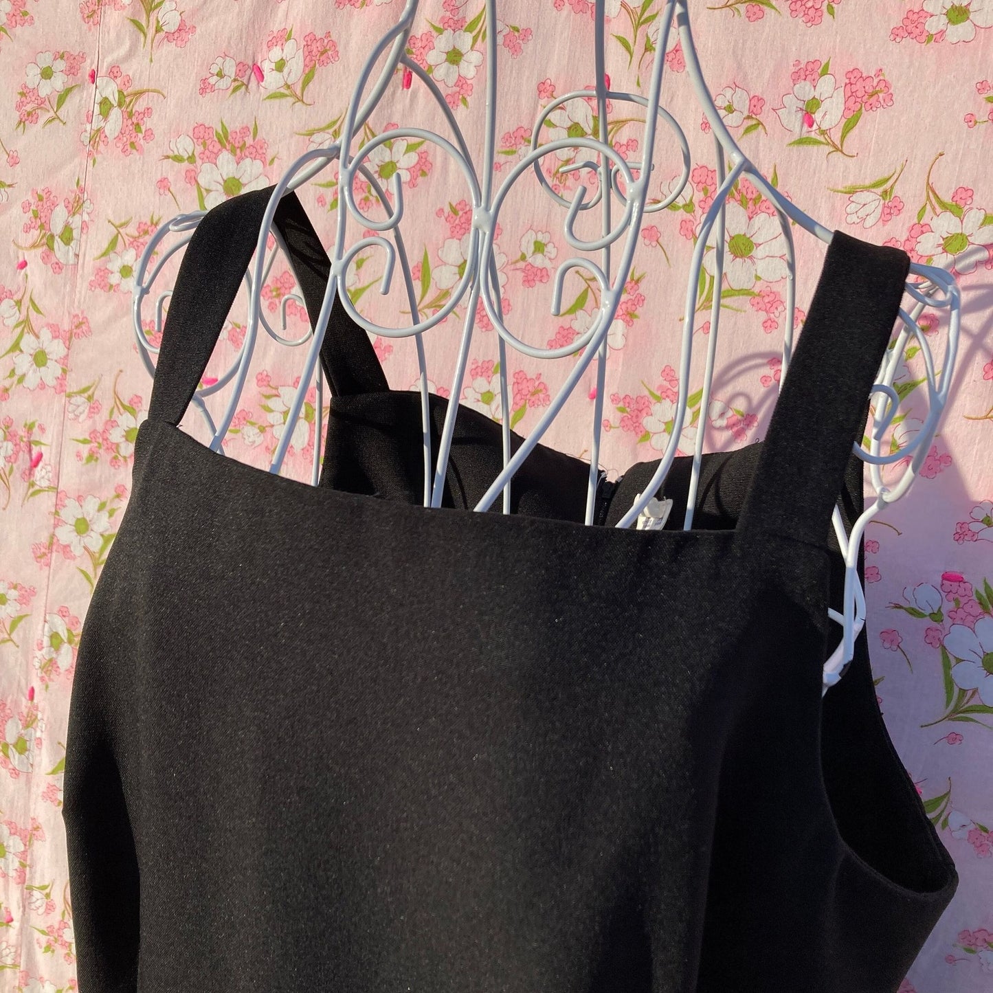 vintage dress 90s | S-M | black minimal 1990s square neck