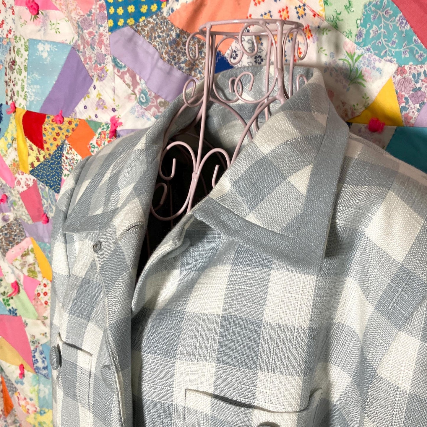 Vintage 90s y2k does 60s blazer blue white check |S-M| 1990s Kasper for A.S.L.