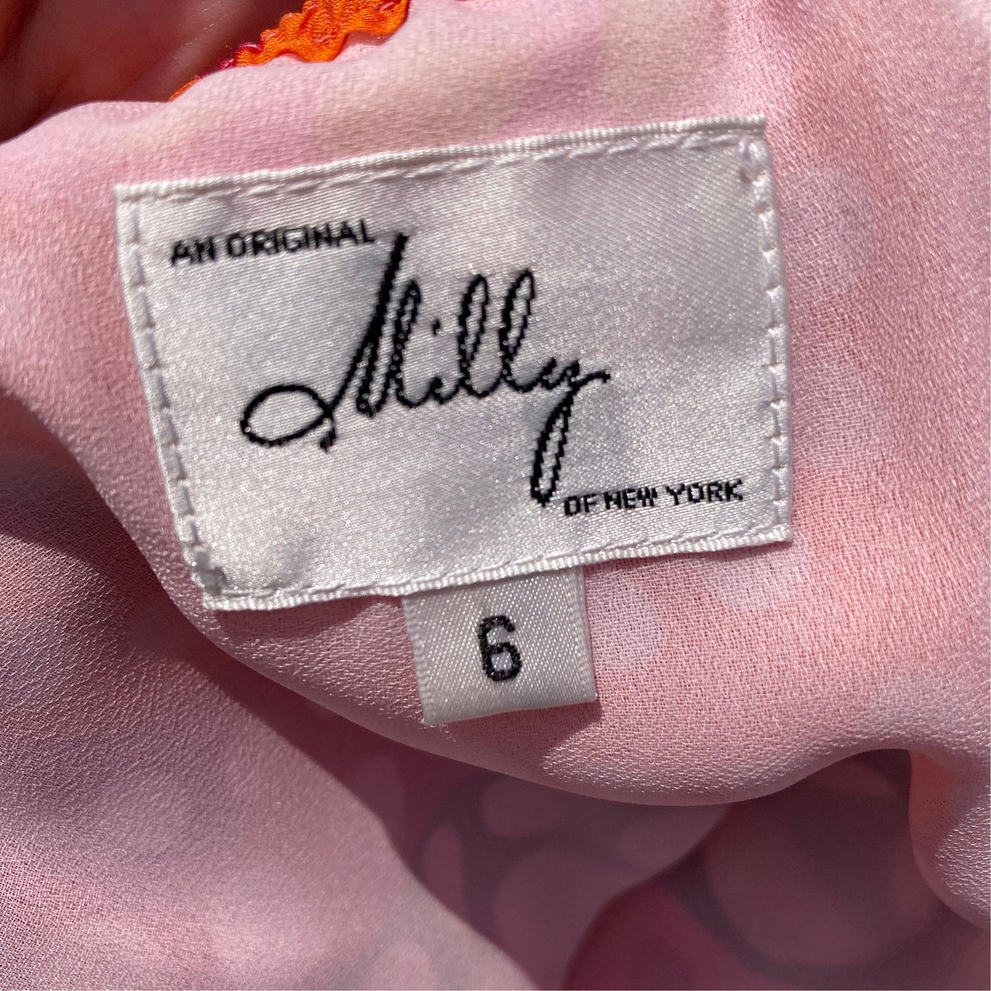 vintage Y2K blouse |S - M| sheer pink white orange Milly New York polka dot boho