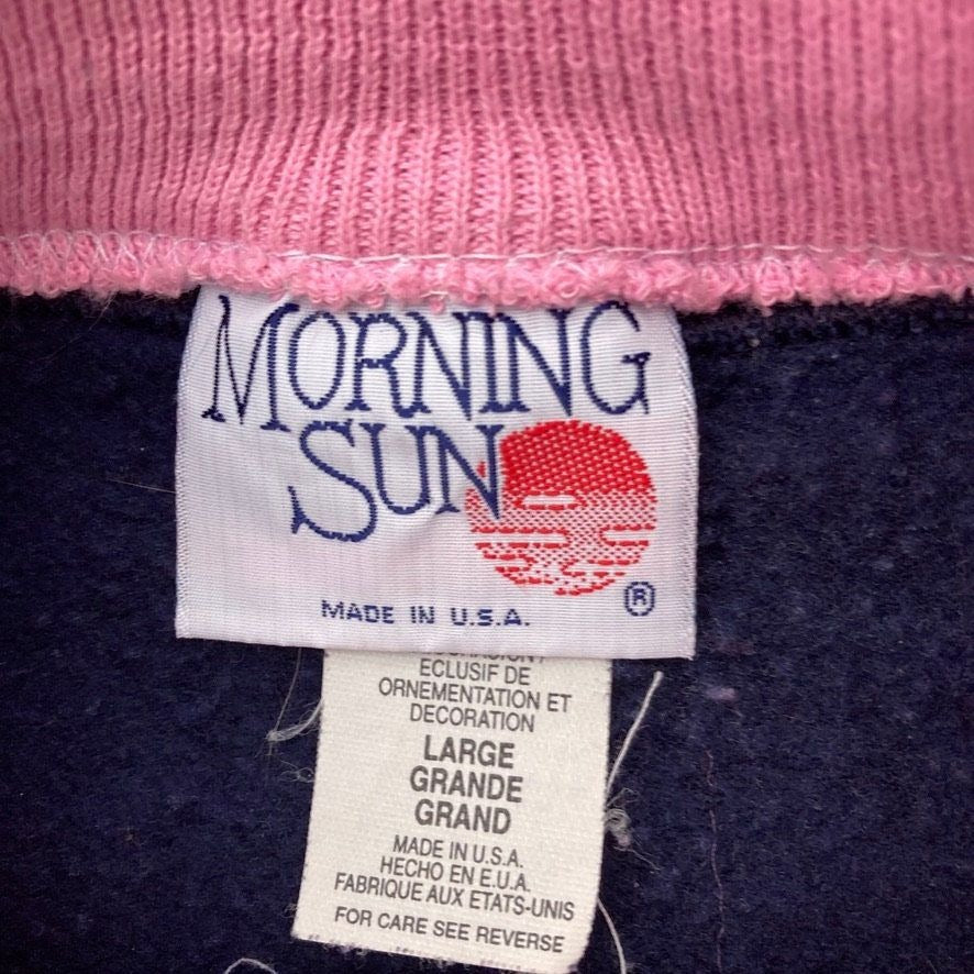Vintage grandma sweatashirt Morning Sun collar hummingbird |S - L| 90s floral garden birds wild flowers pink bouquet strawberries