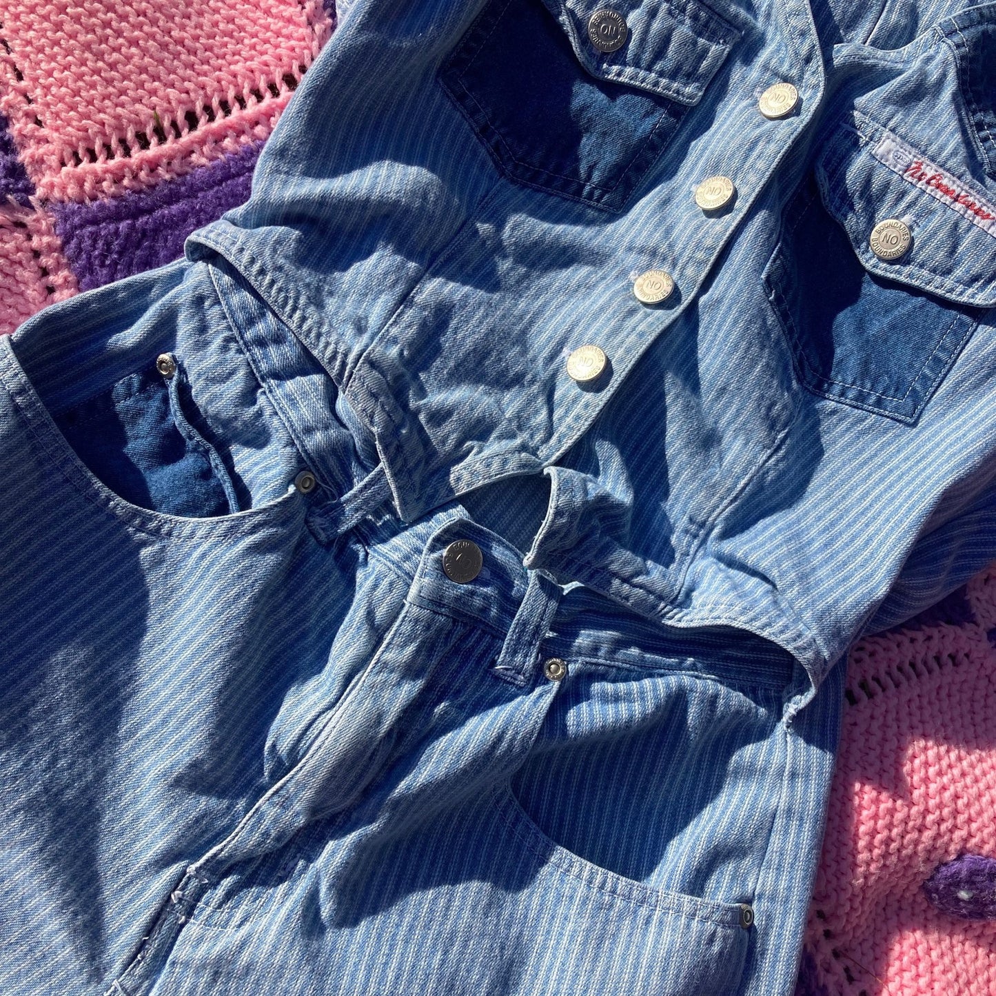 vintage denim jumper romper 90s cotton jean | XS-S | 1990s playsuit