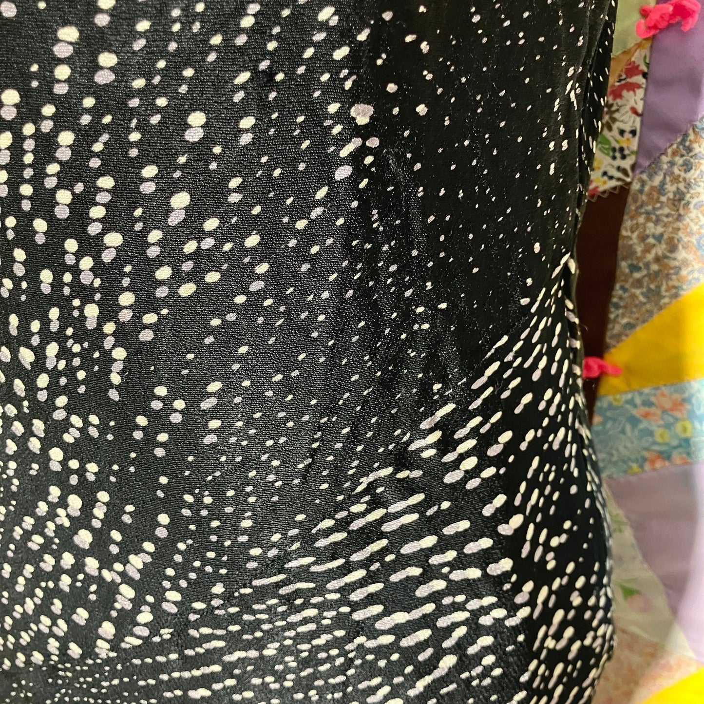 vintage 90s y2k slip dress 1990s black grey white dot abstract print formal party French Connection | XS | 25 in waist |