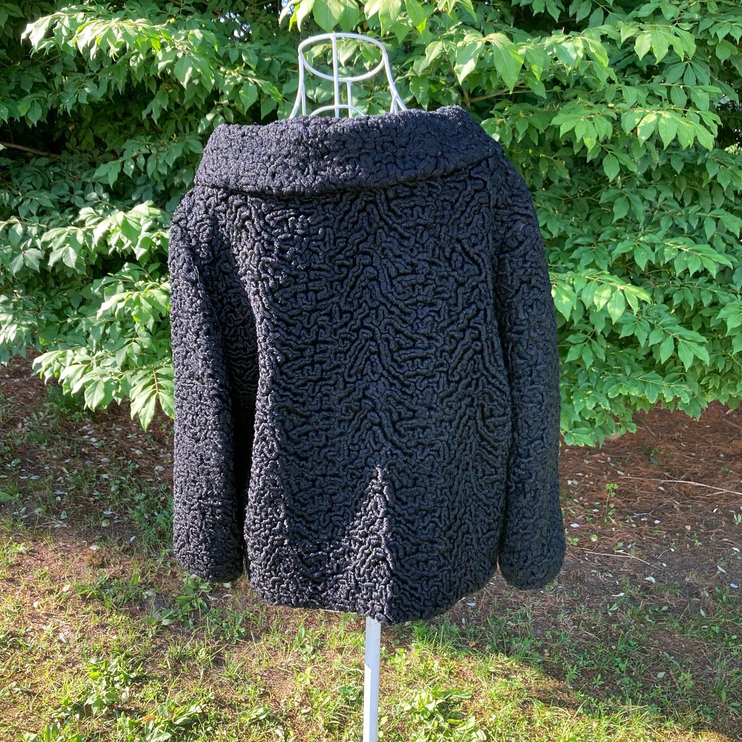 Vintage curly lamb fur coat tan 60s 70s Persian black