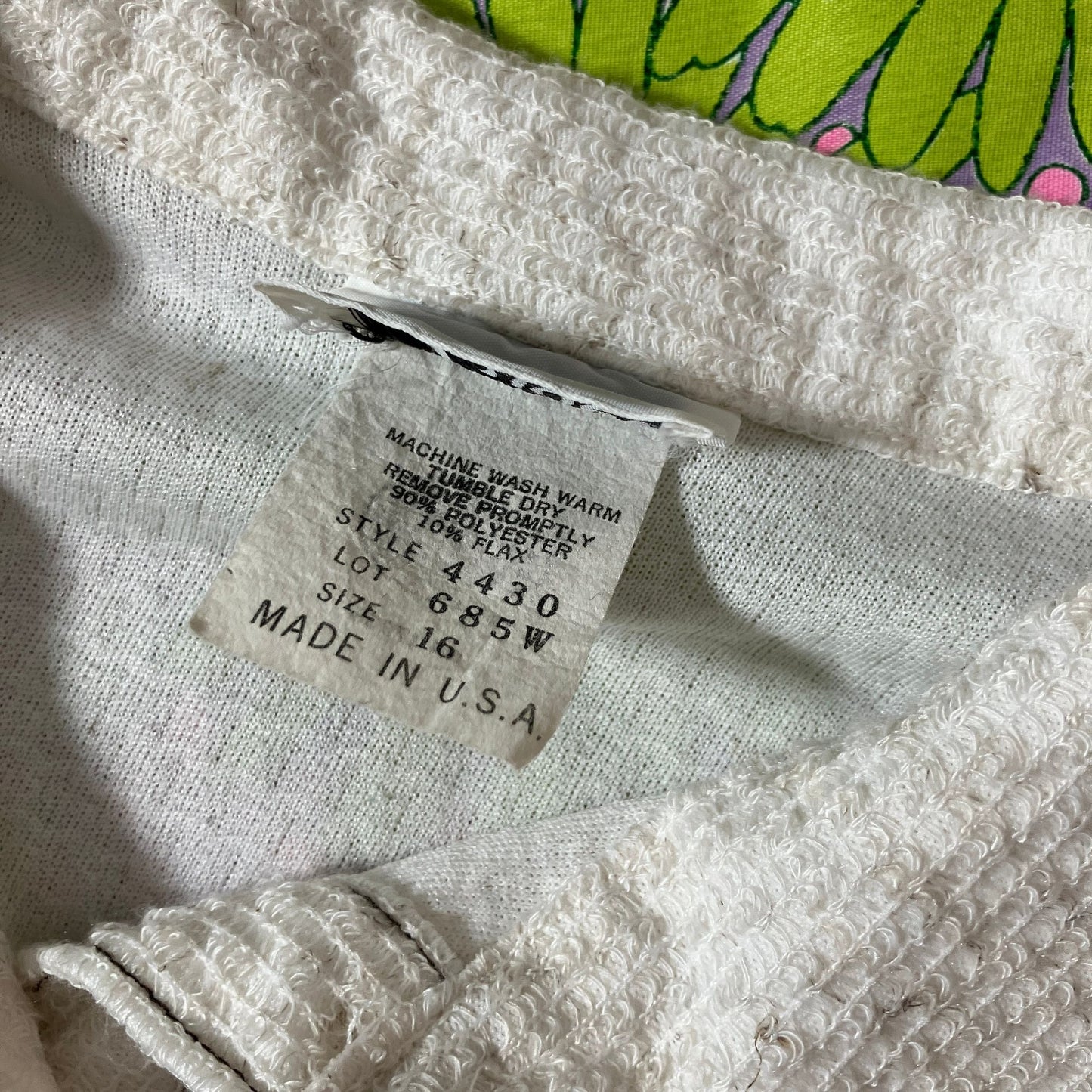 vintage 70s dress off white 1970s 1980s | XS-S | secretary textured Aygee ilgwu union made flax poly blend