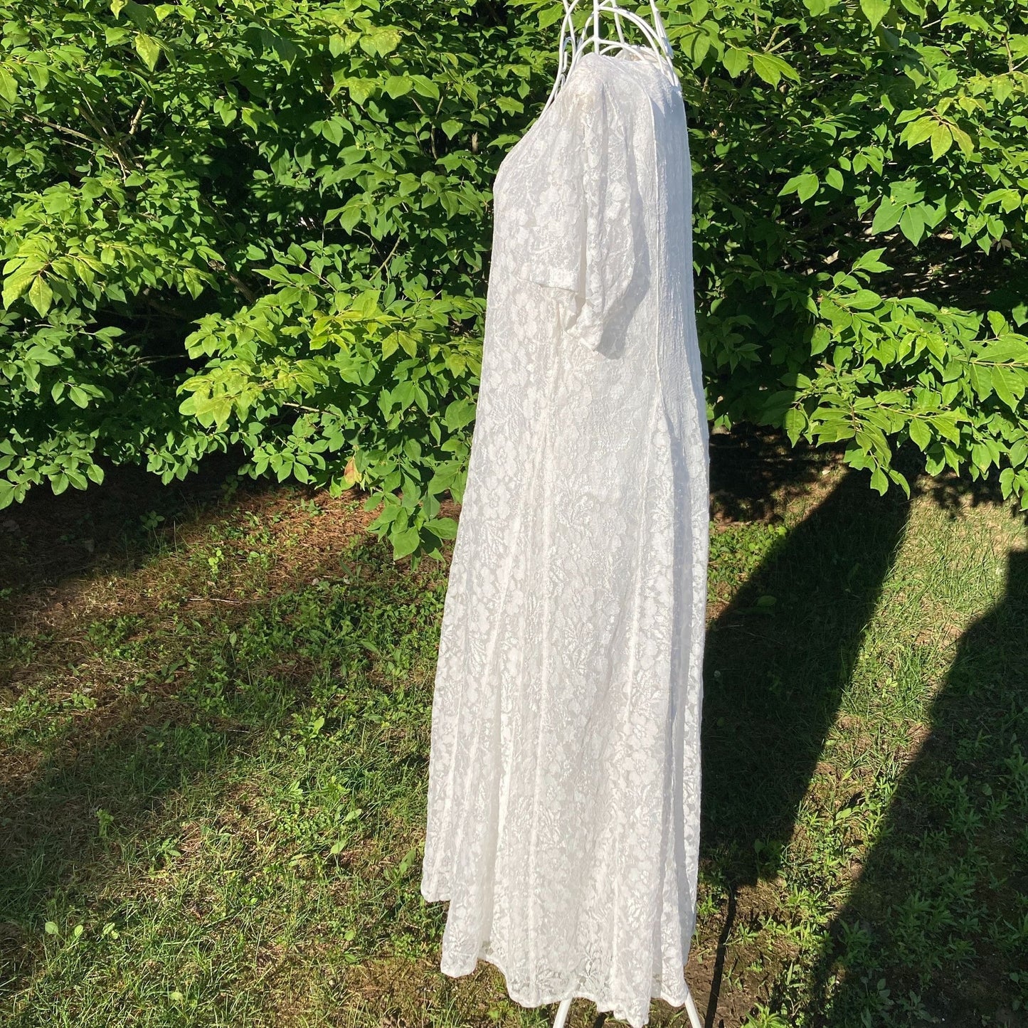 vintage White lace 80s 90s dress | S-M | see through overlay Nostalgia