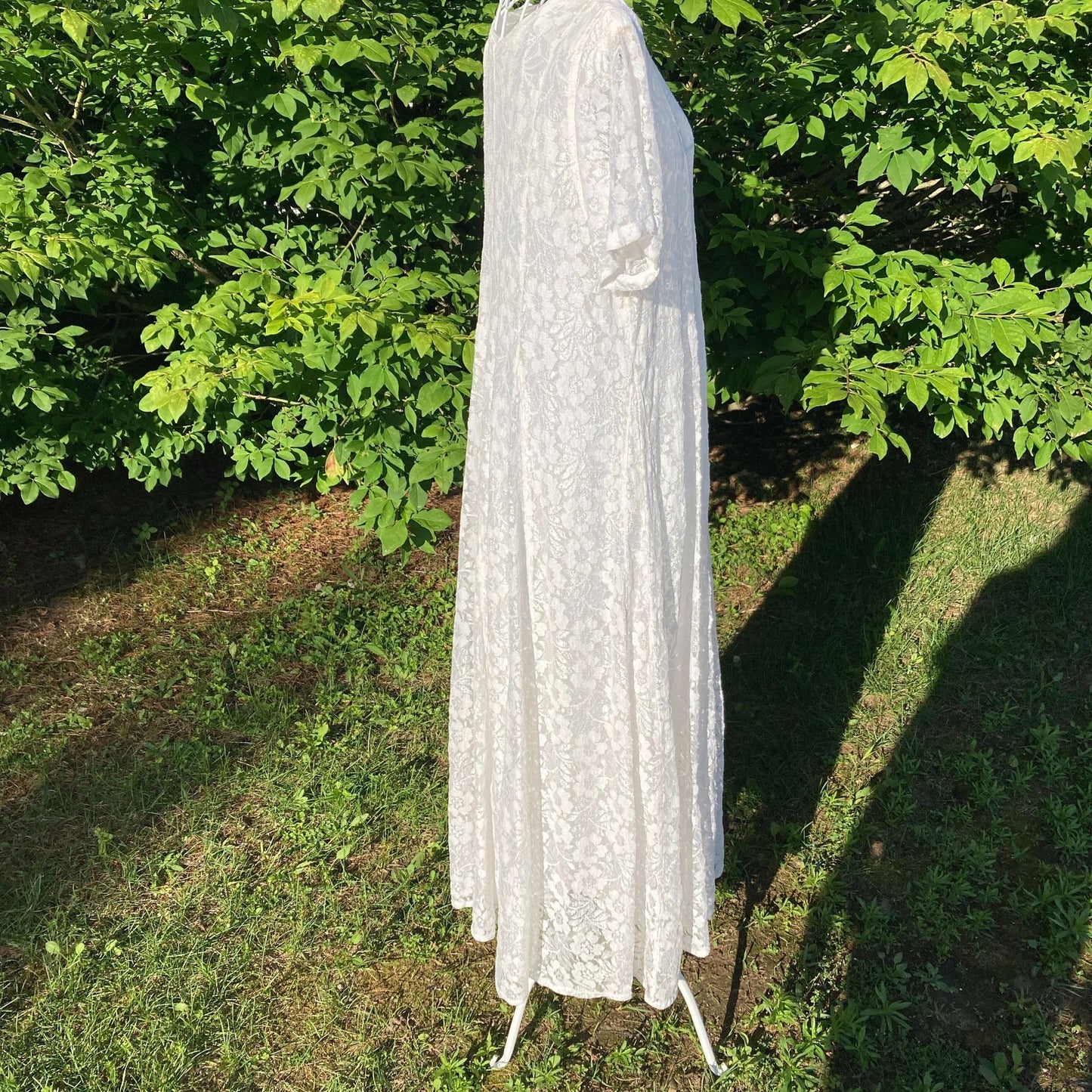 vintage White lace 80s 90s dress | S-M | see through overlay Nostalgia