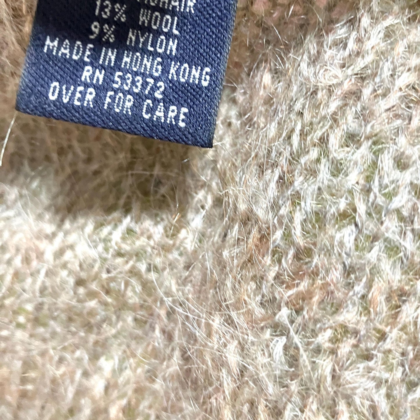 Vintage 90s y2k sweater | XS-S | oat meal beige wool mohair wool blend fuzzy mock neck French Connection deep v neutral