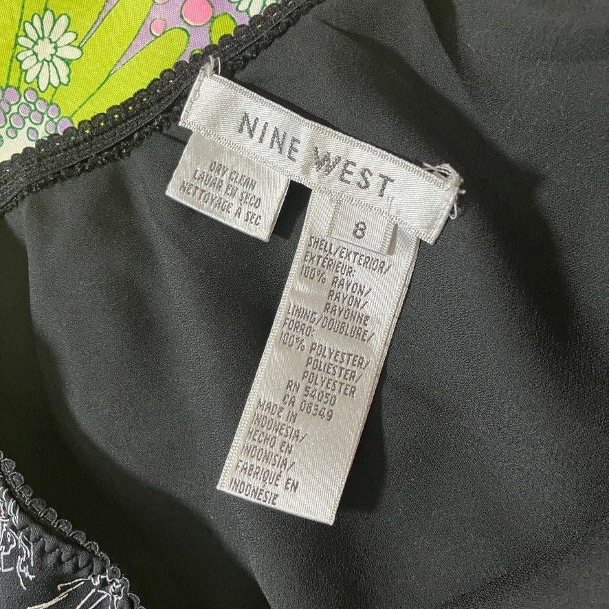 vintage 90s y2k skirt black white novelty print butterfly figural architecture | S-M | Nine West