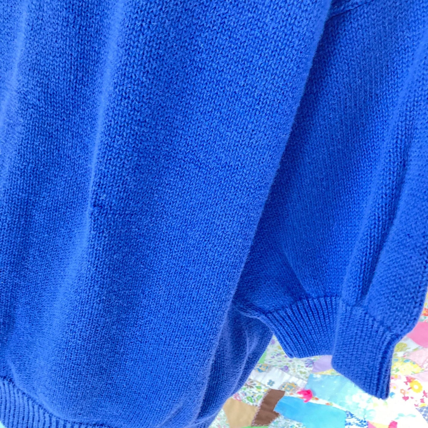Vintage knit sweater 90s novelty fish print AS IS Country Suburbans blue white orange short sleeve