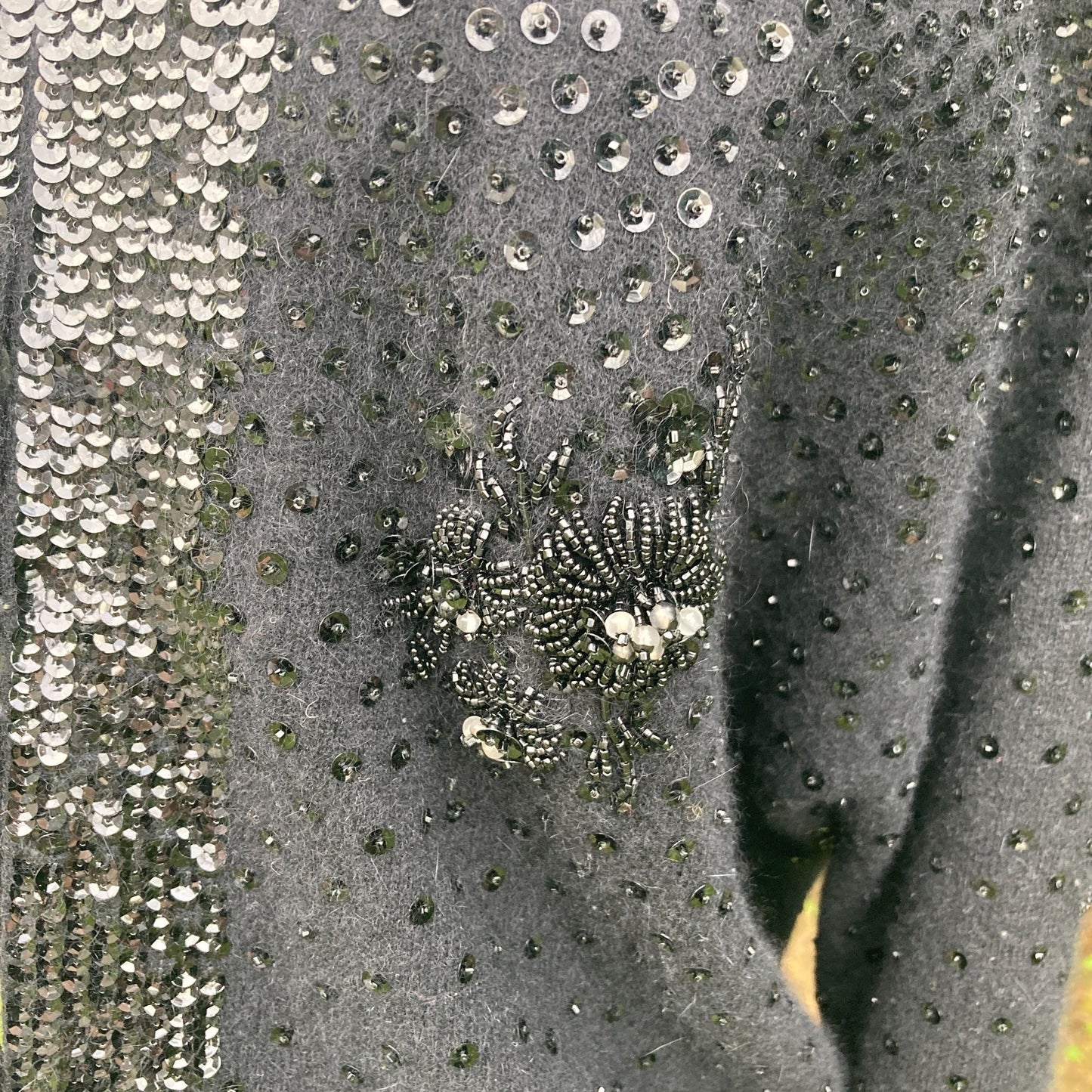 Vintage sweater wool angora black 60s |S-M| elegant sequin beaded cardigan