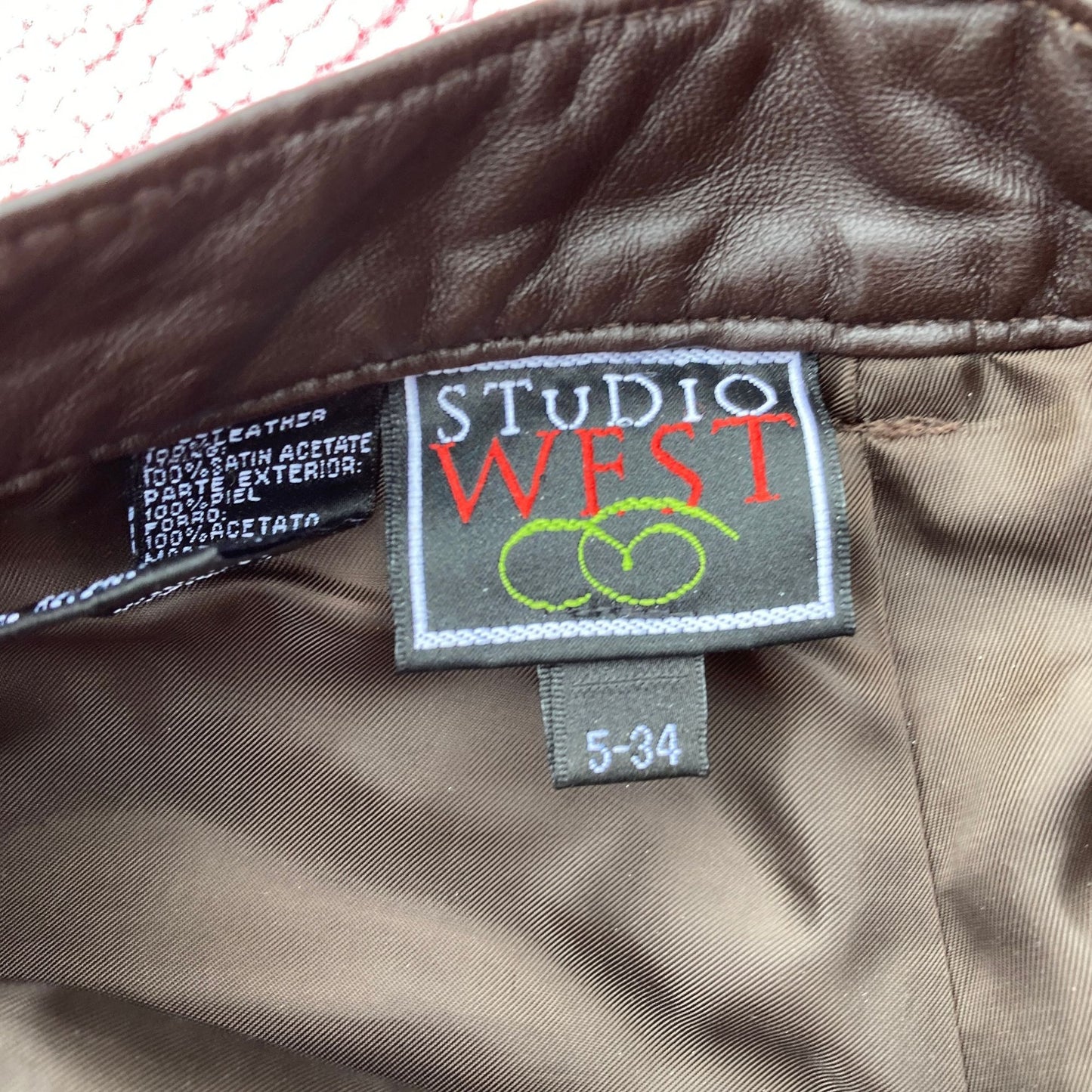 vintage y2k leather pants dark brown Studio West trousers pants 2000s straight leg 28 - 29 in waist