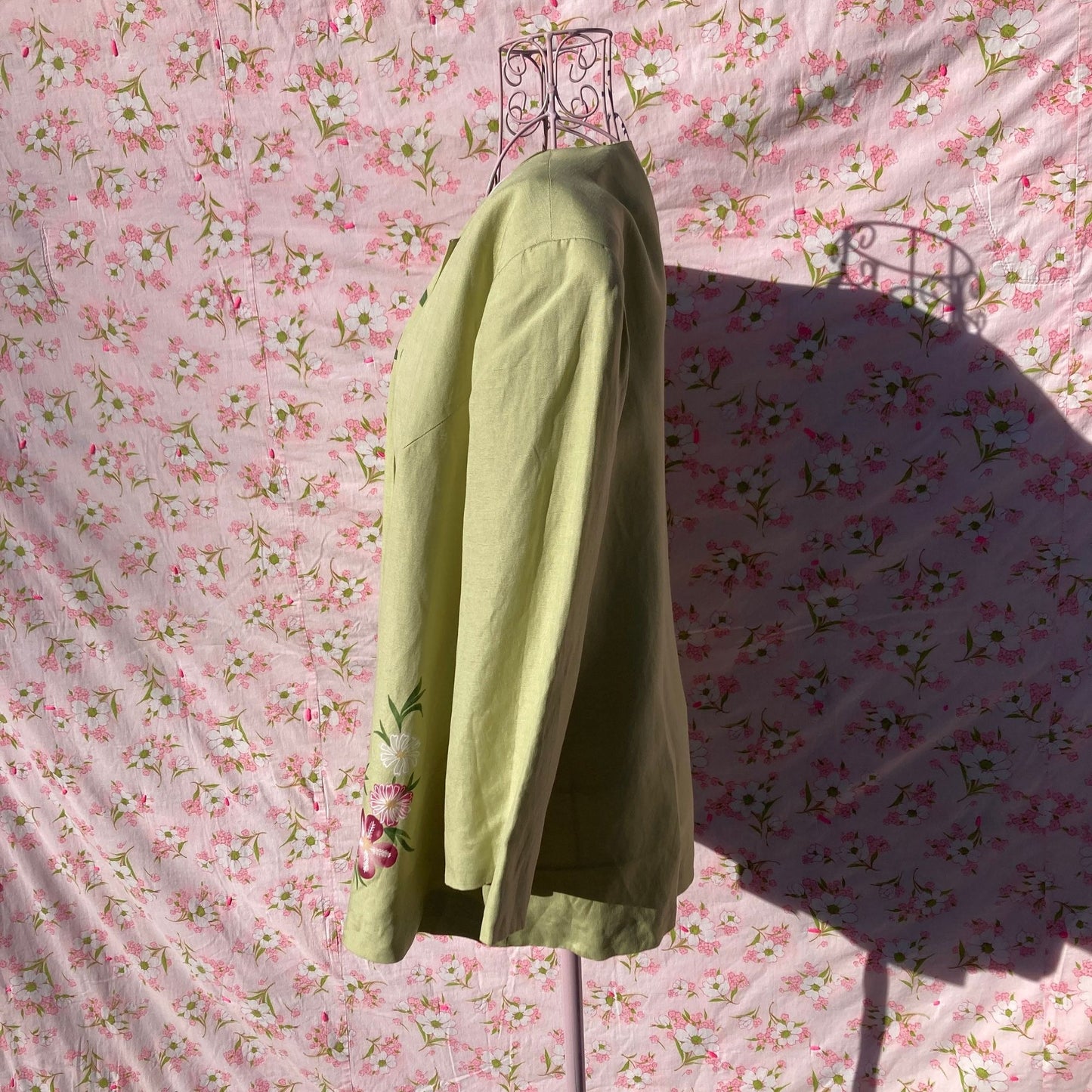 vintage y2k jacket blazer celery green | L - XL | floral collared Villager Liz Claiborne