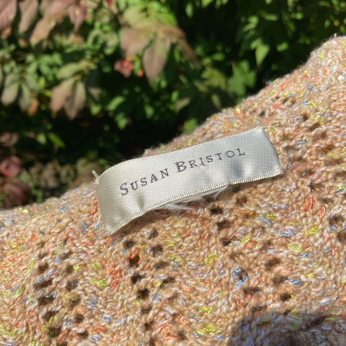 Vintage crochet cardigan 90s | S - M | sweater 1990s open knit weave work Susan Bristol