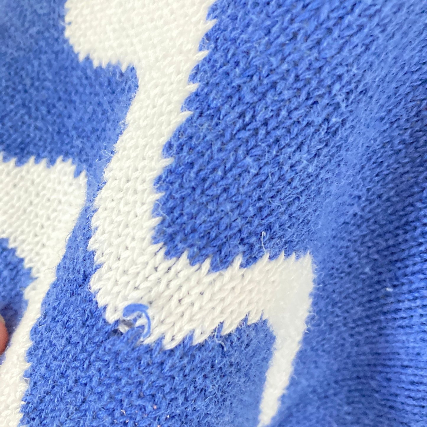 Vintage knit sweater 90s novelty fish print AS IS Country Suburbans blue white orange short sleeve