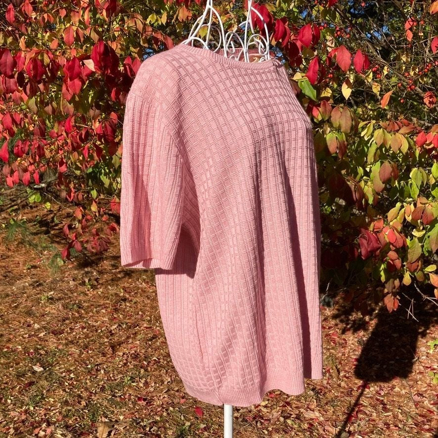90s short sleeve grandma sweater pink deadstock | S- M | Alfred Dunner