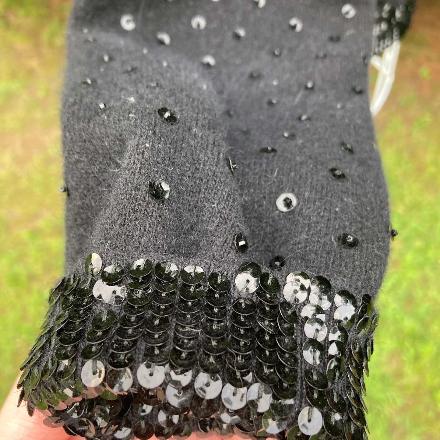Vintage sweater wool angora black 60s |S-M| elegant sequin beaded cardigan