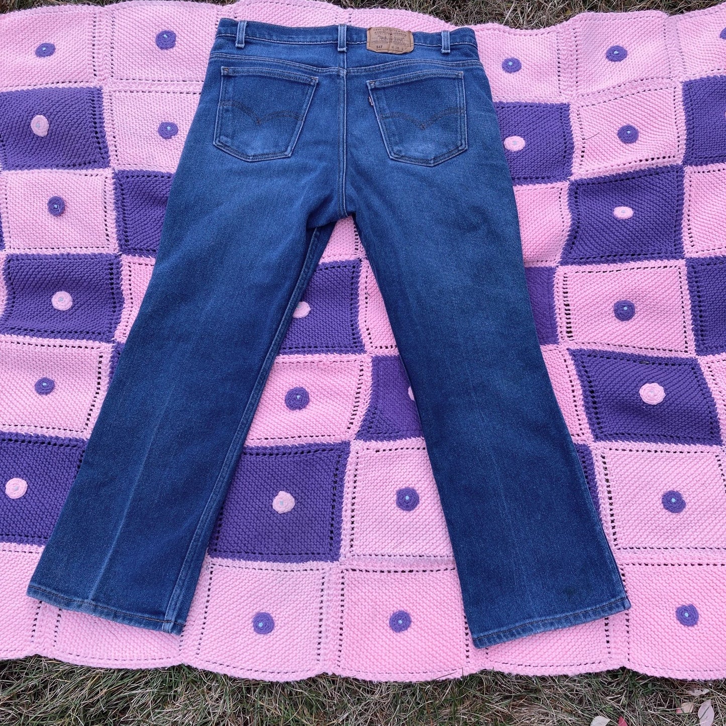 Vintage Levi’s 36”-37” actual waist jeans distressed tagged 38 x 30 denim jeans medium - dark wash maroon tab thrashed