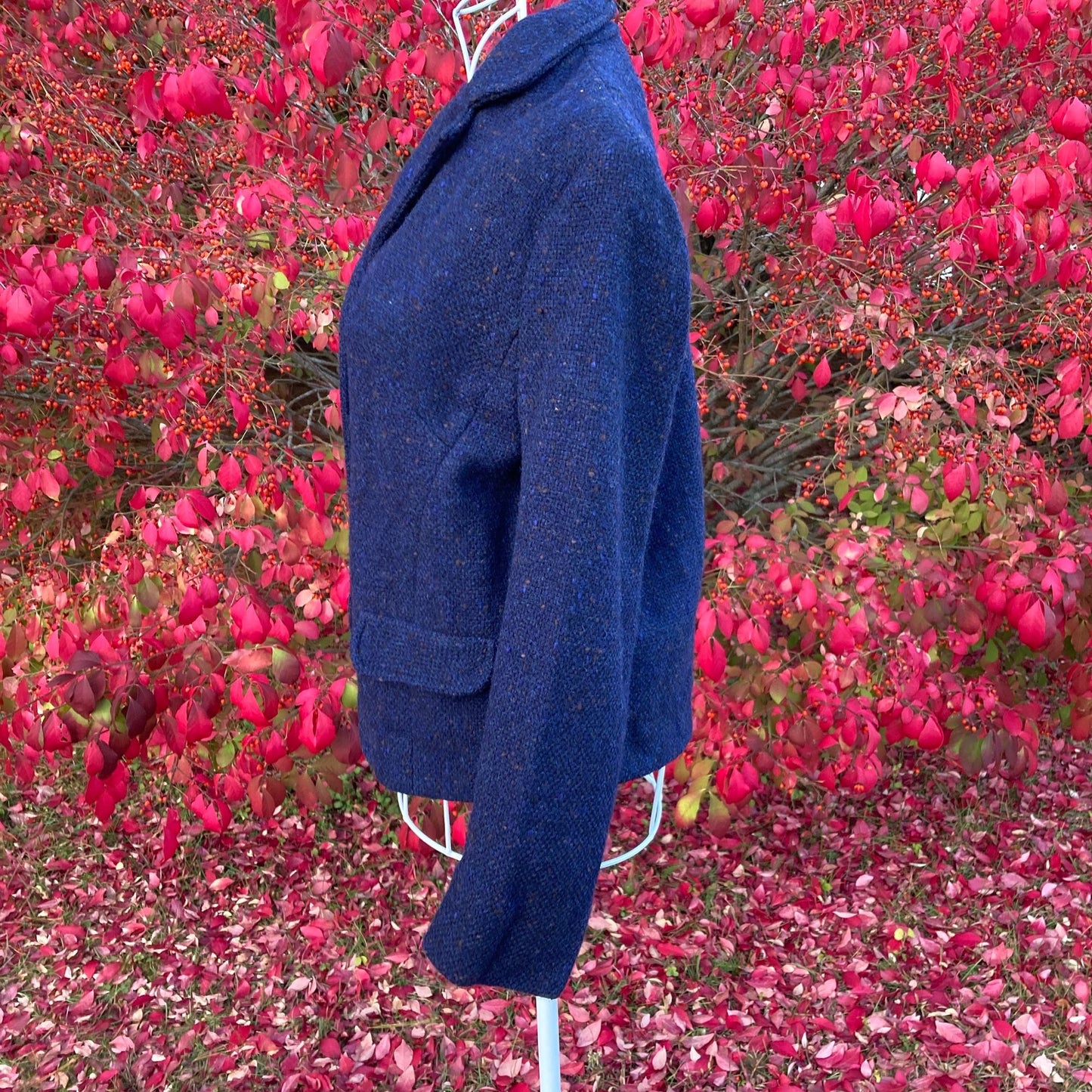 Vintage vtg 70s blazer |XS-S| 1970s navy blue wool academia