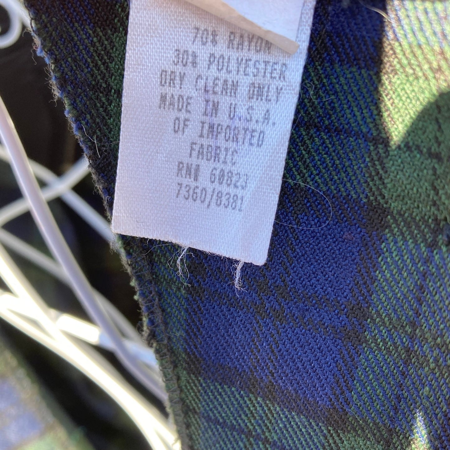vintage plaid dress 80s | S-M | cottage blue green belted long sleeve career wear 1980s Clues Collections