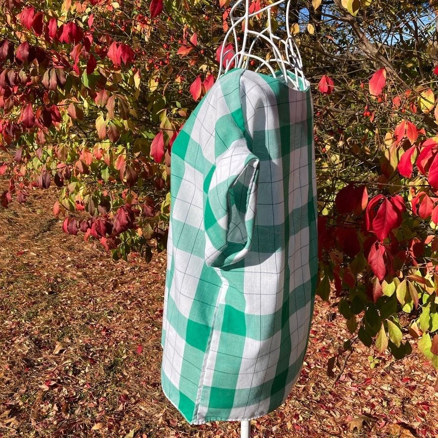 Vintage 90s Wrangler plaid top |S-M| green white 1990s sleeveless cotton top shirt blouse boxy