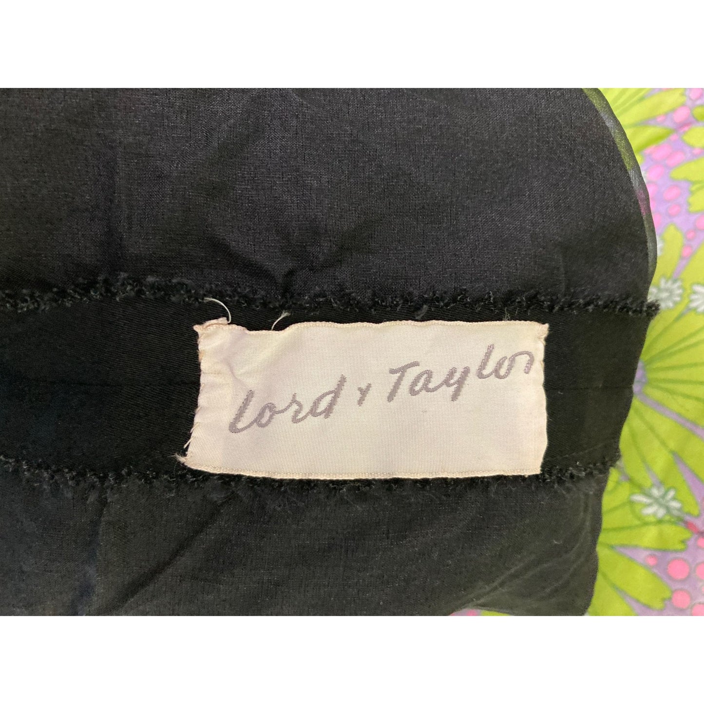 Vintage 40s 50s black dress S-M Lord and Taylor tank trumpet silhouette