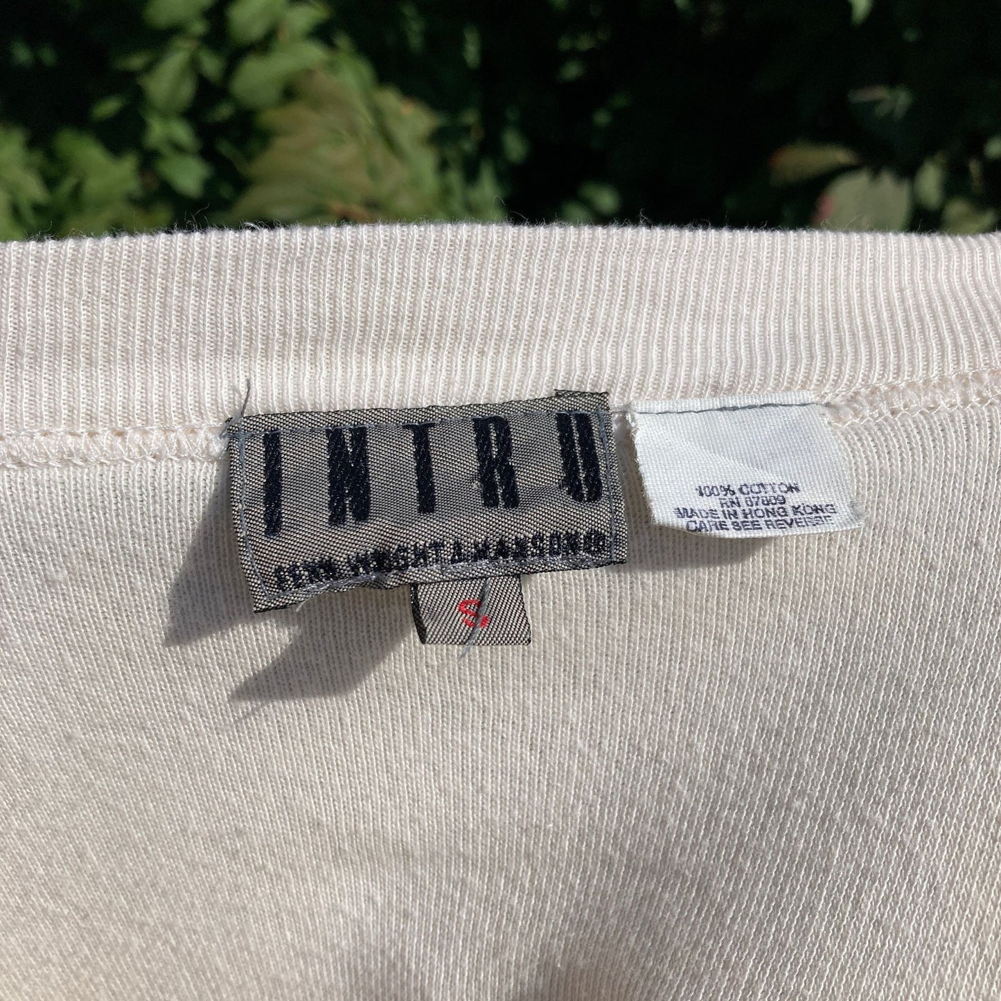 Vintage grandma cardigan sweater long |S-M | 90s white oat cotton cottage minimal INTRO Fenn Wright and Mason