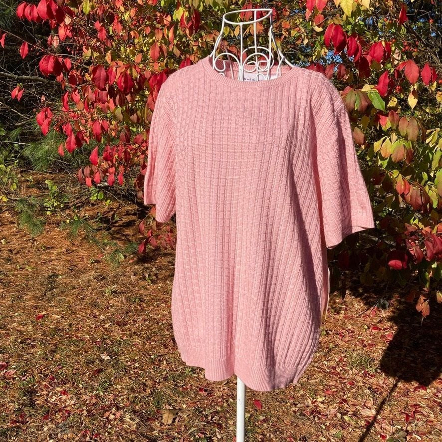 90s short sleeve grandma sweater pink deadstock | S- M | Alfred Dunner