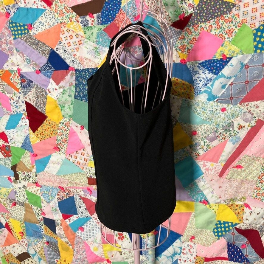 Vintage 90s/y2k tank top black solid minimal | M-L | 2000s 1990s sleeveless slight crop Spiral USA
