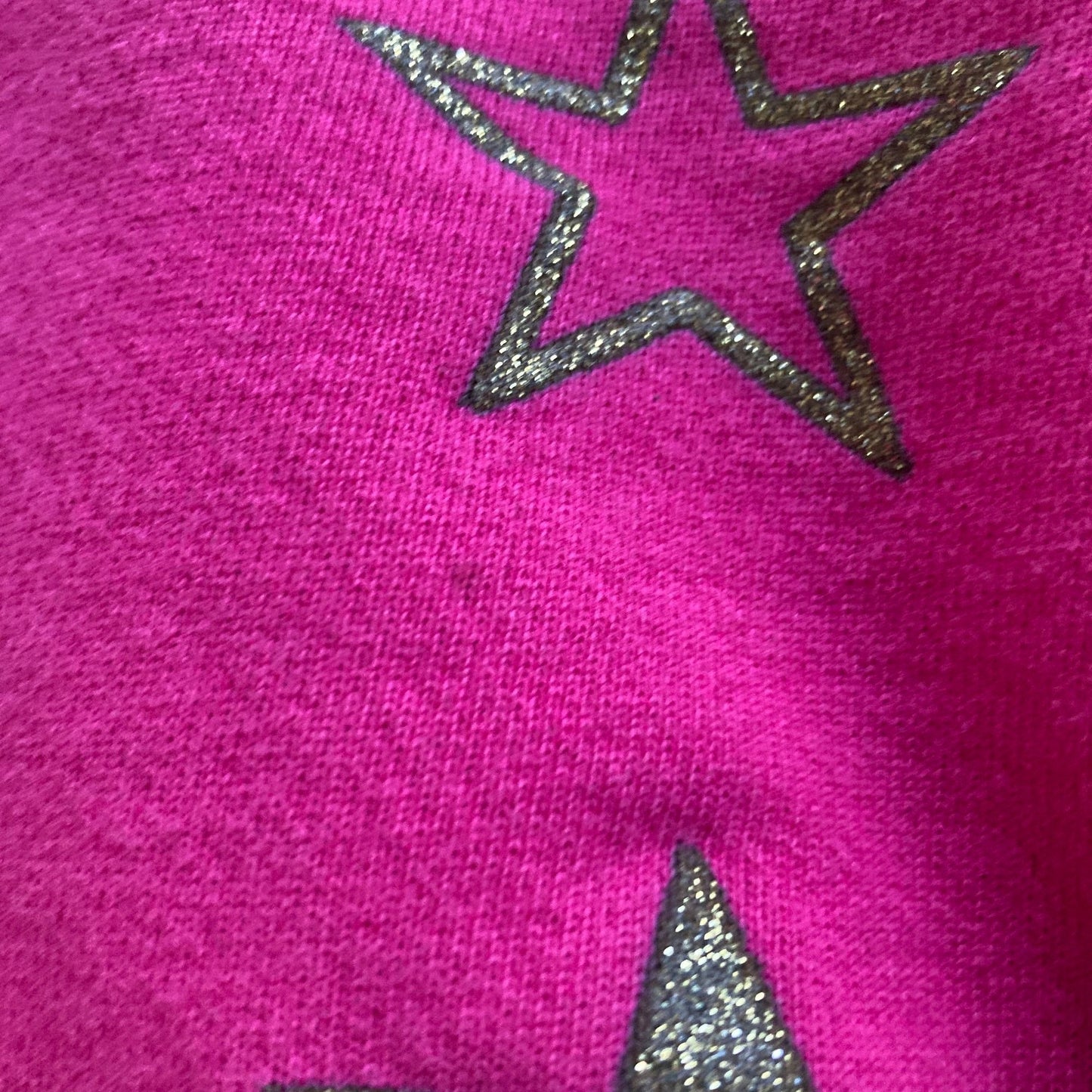 Vintage sweatshirt bright pink star graphic |S-M| cotton gold Tultex glitter