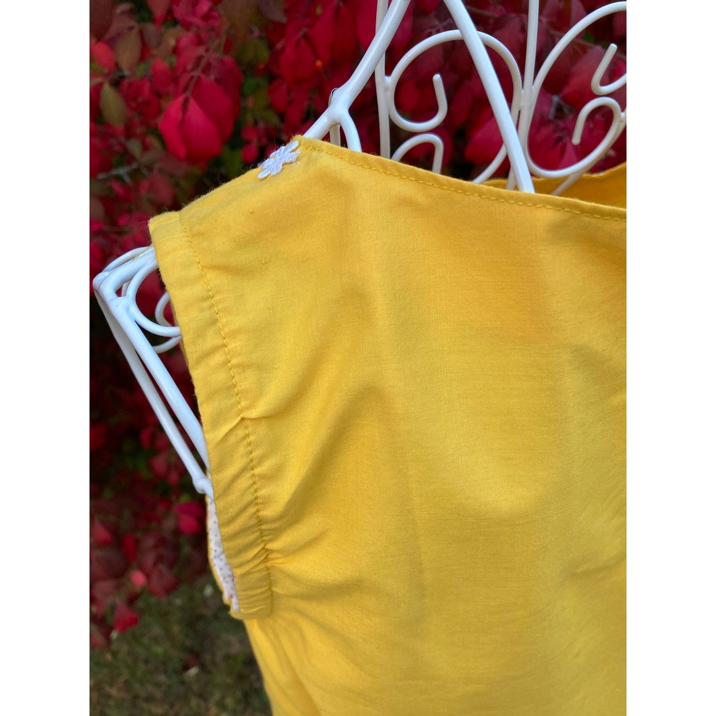 vtg vintage house dress tunic 60s yellow white white floral sleeveless