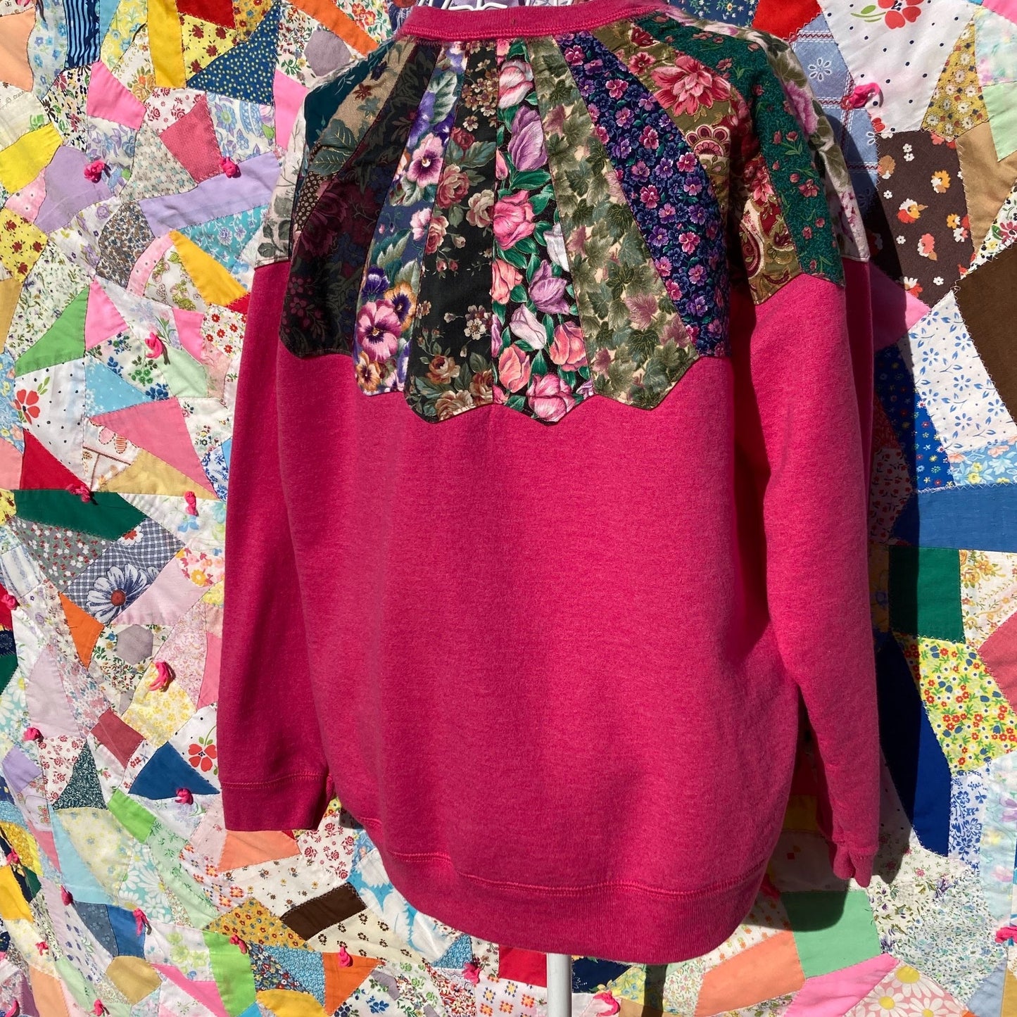 Vintage sweatshirt grandma pink |S-M| cardigan zip up quilt Hanes