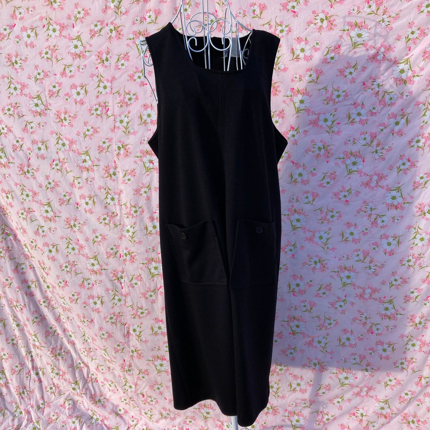 vintage black jumper dress 80s 90s cottage minimal 1990s Vicki Wayne |S-M|