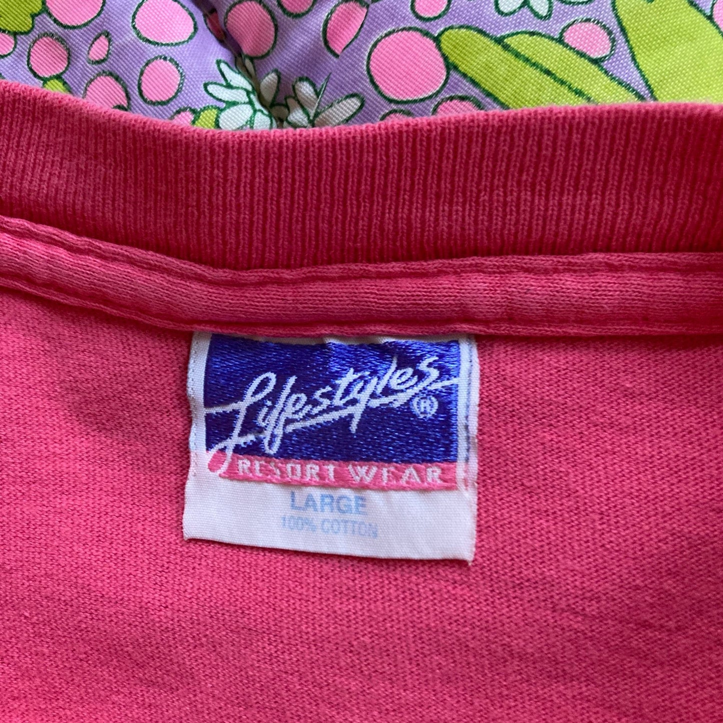 Vintage t shirt | S-M | 90s 1990s palm trees dolphins flowers pink leaves single stitch Lifestyles destination Pirates Beach Galveston TX