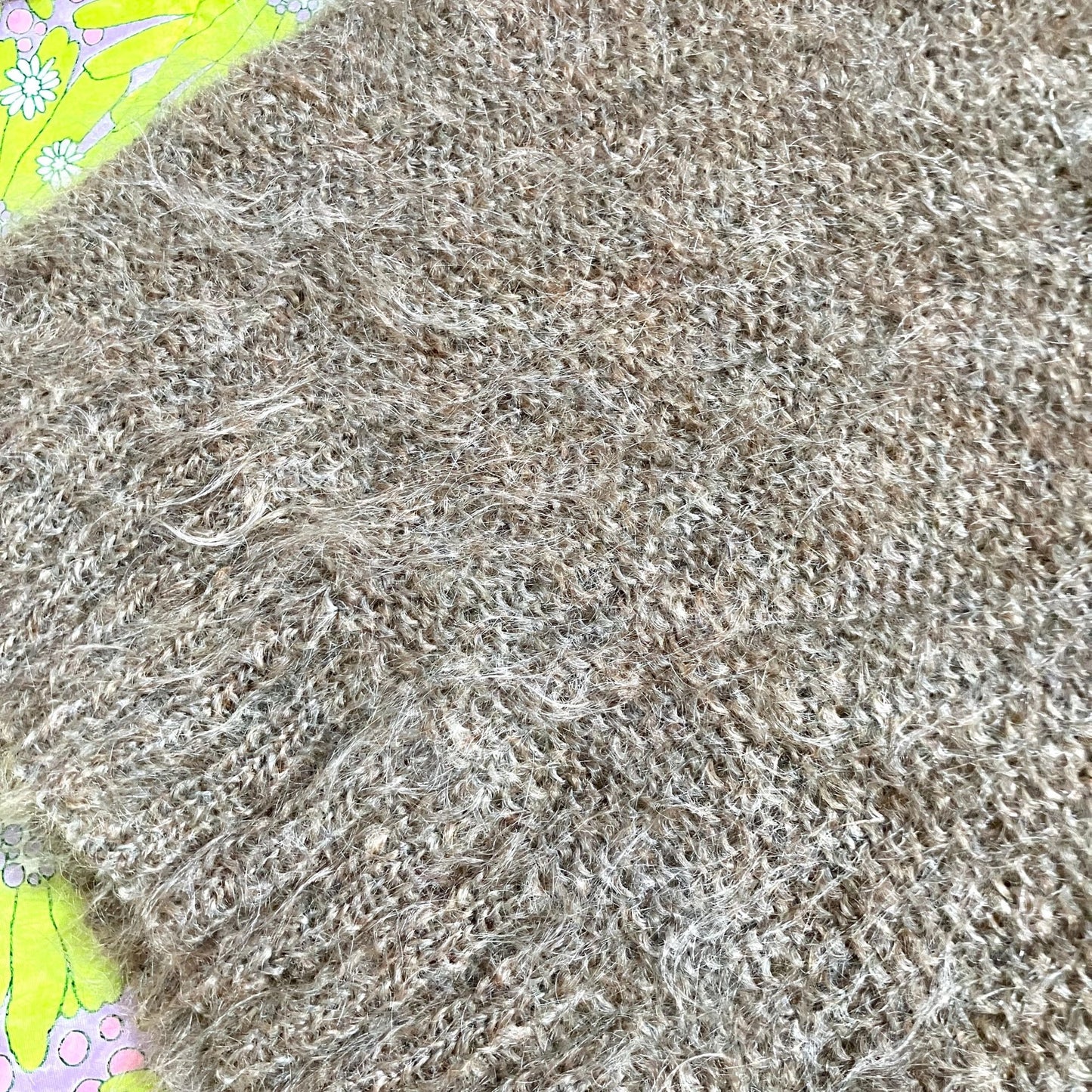 Vintage 90s y2k sweater | XS-S | oat meal beige wool mohair wool blend fuzzy mock neck French Connection deep v neutral
