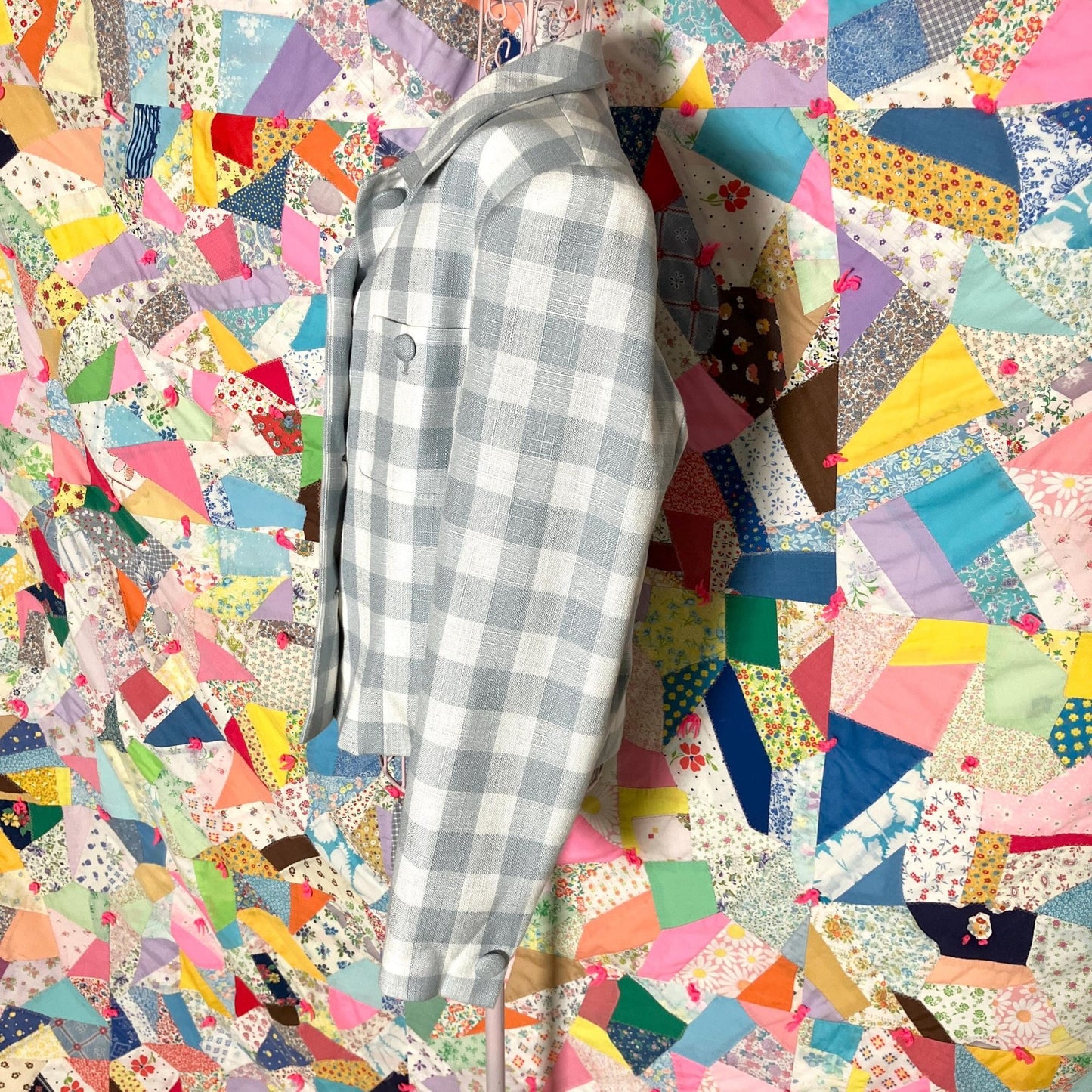 Vintage 90s y2k does 60s blazer blue white check |S-M| 1990s Kasper for A.S.L.