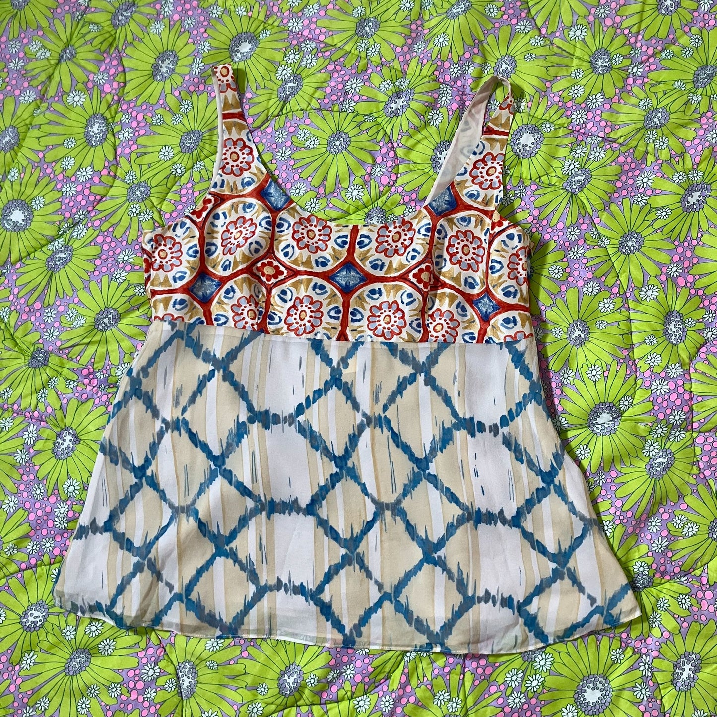 Vintage y2k tank top | S-M | beige rust blue 2000s nwt deadstock Banana Republic