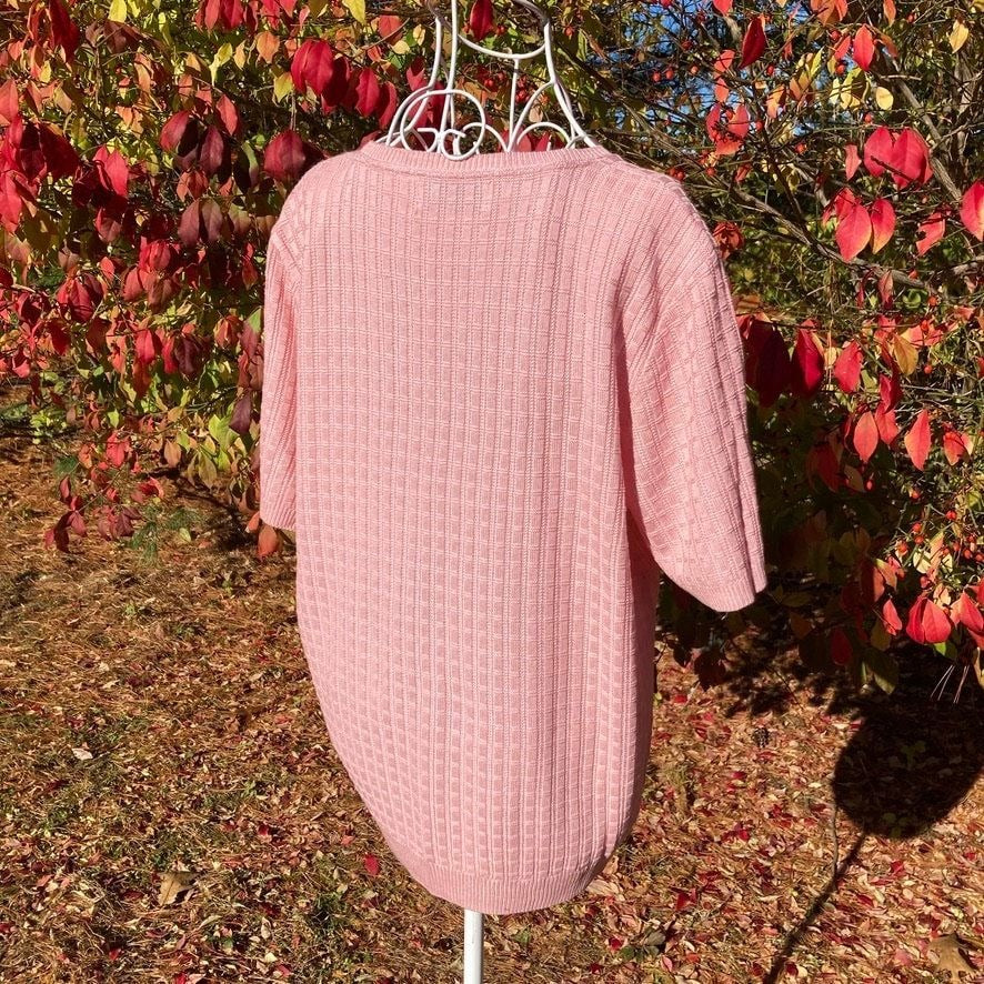 90s short sleeve grandma sweater pink deadstock | S- M | Alfred Dunner