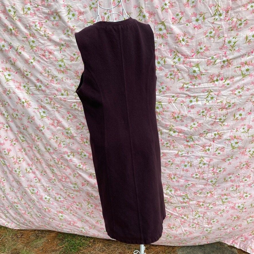 vintage 90s LL Bean dress 1990s wine maroon red | S-M | sleeveless fades cottage western farm homestead cotton