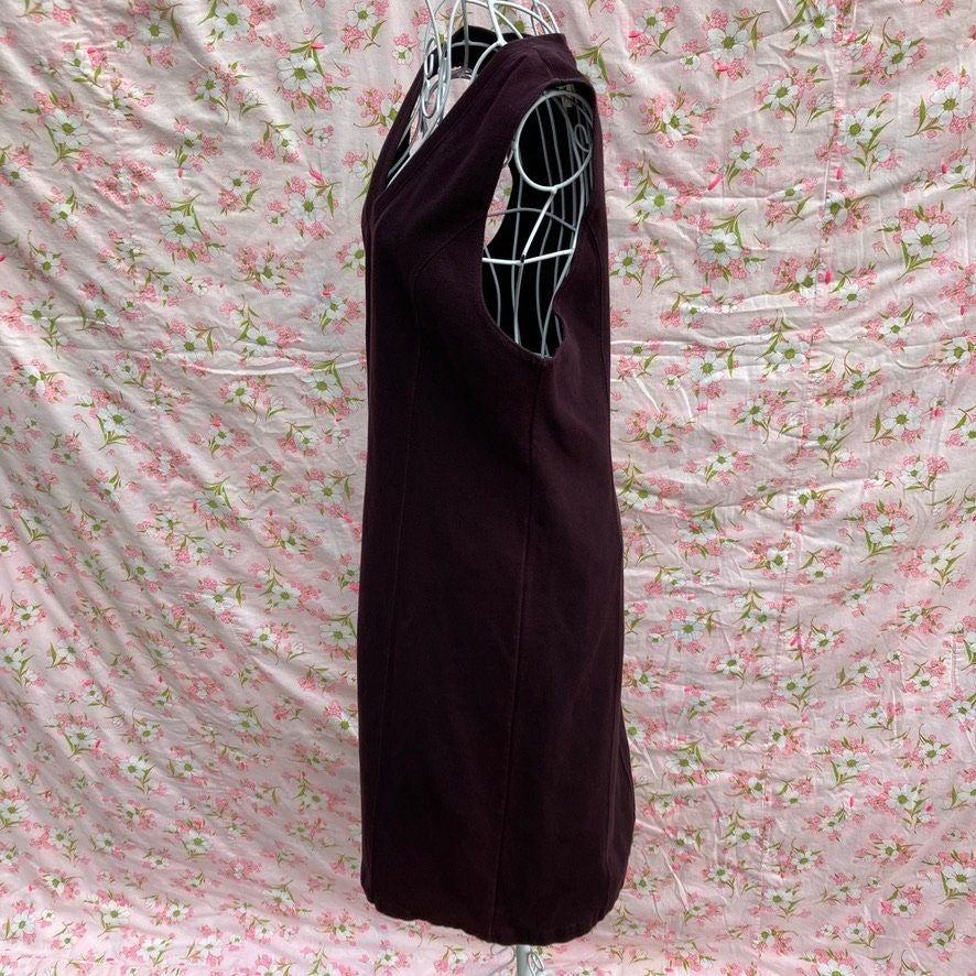 vintage 90s LL Bean dress 1990s wine maroon red | S-M | sleeveless fades cottage western farm homestead cotton