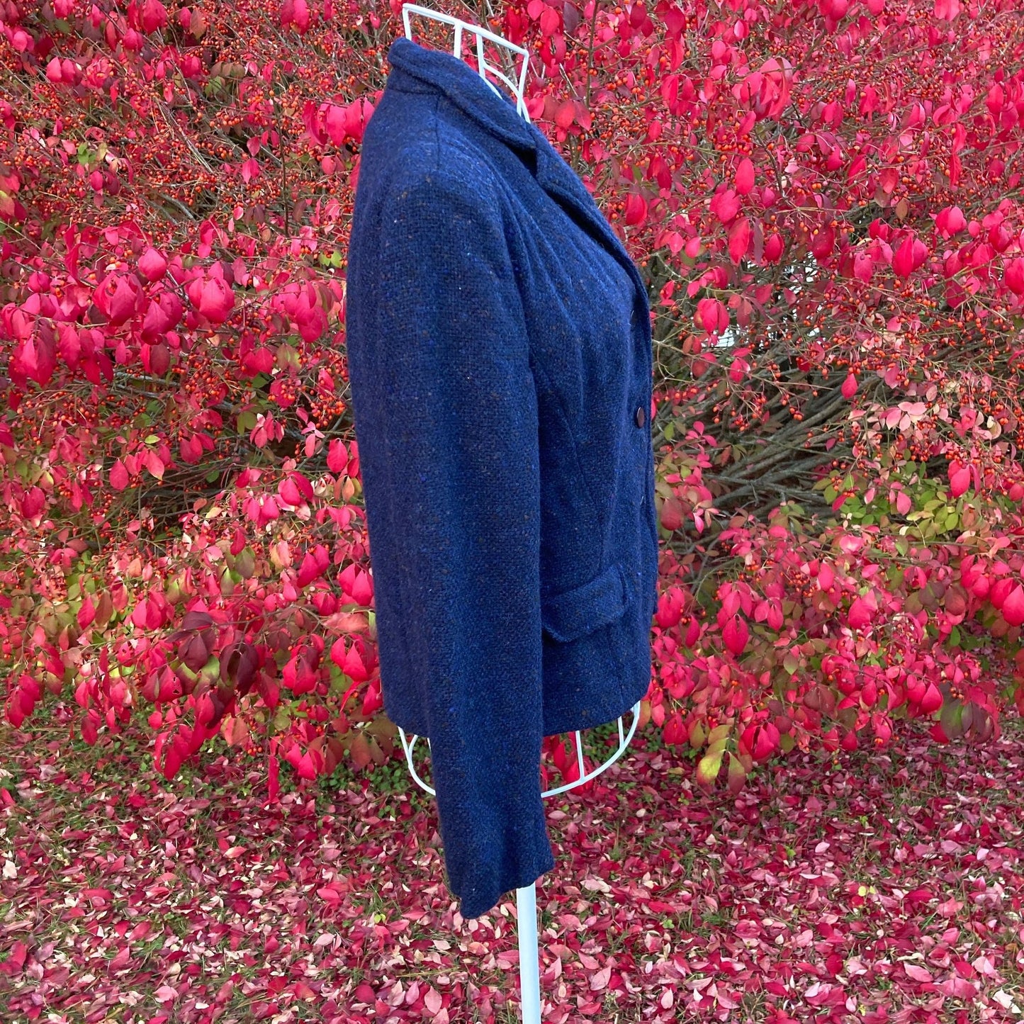 Vintage vtg 70s blazer |XS-S| 1970s navy blue wool academia