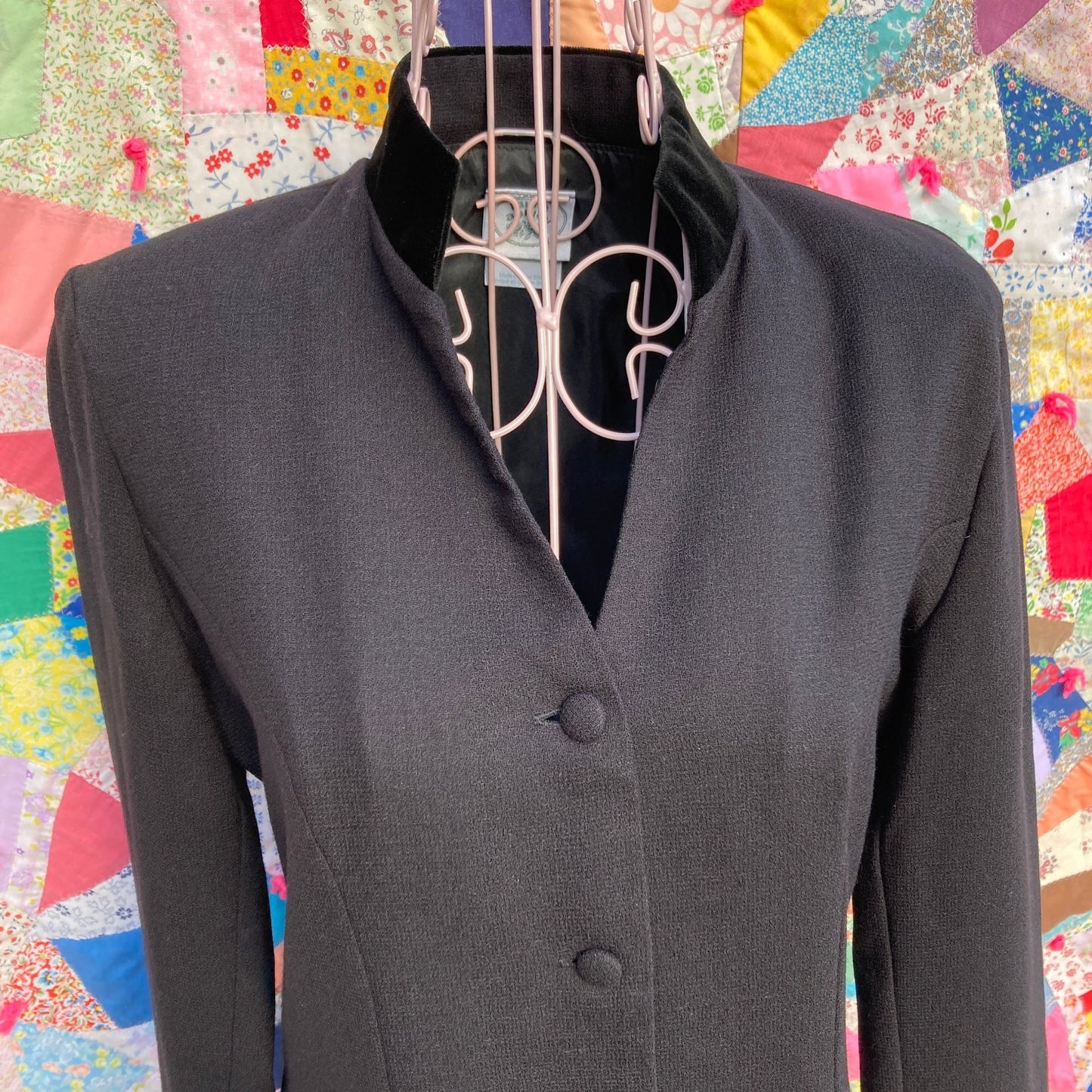 Laura Ashley vintage dress 1980s black |S-M| long sleeve cottage western victorian black crepe made in Great Britain