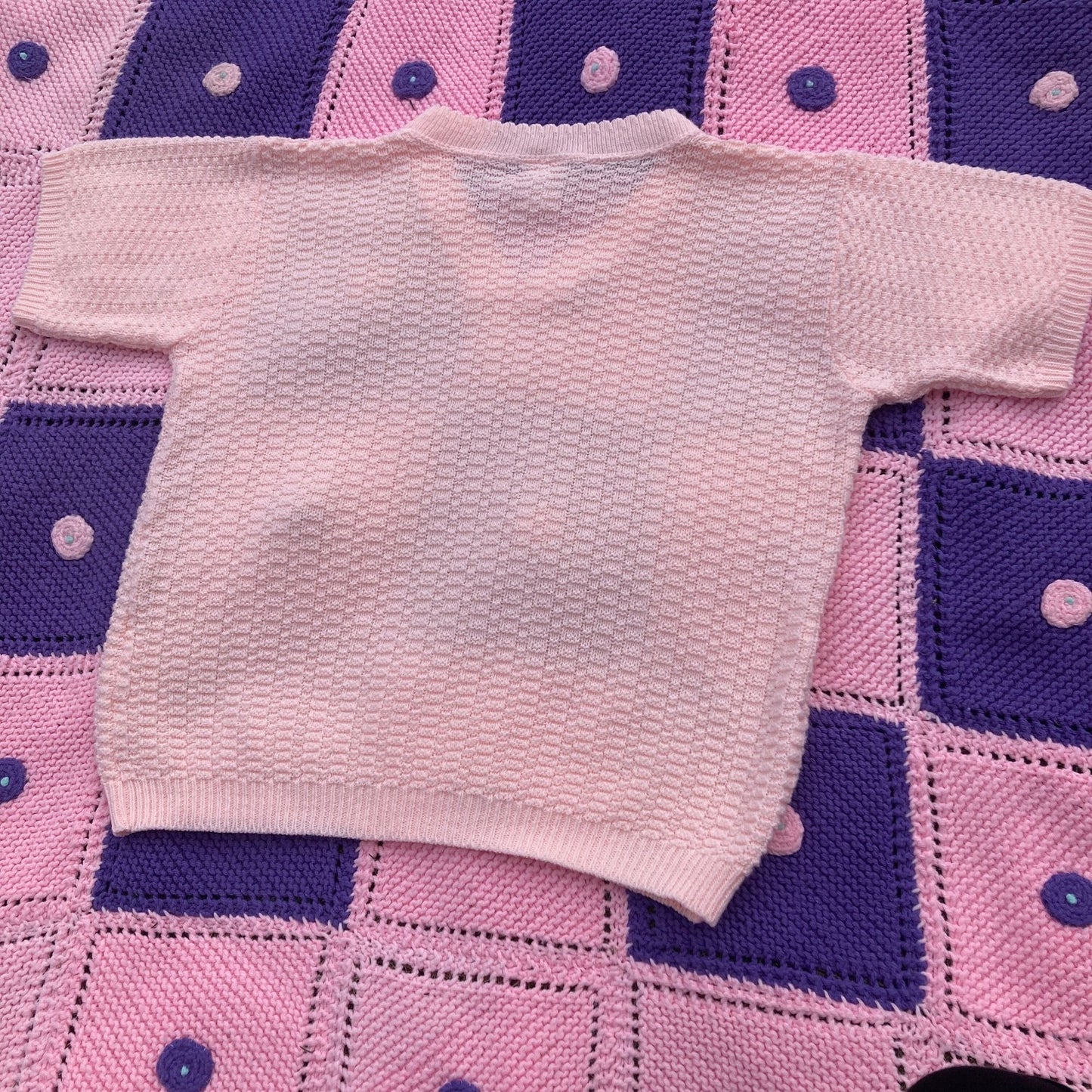 90s short sleeve grandma sweater pink | S- M | Blair